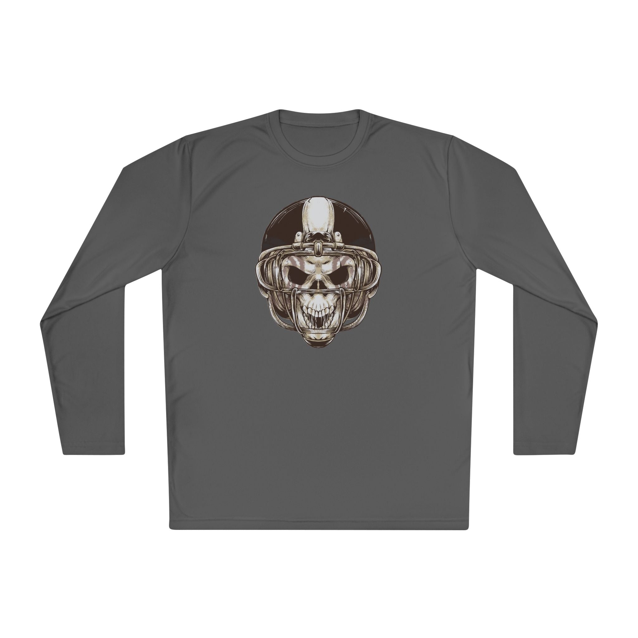 Skull Helmet Long Sleeve Tee — Biker Skull Graphic Shirt