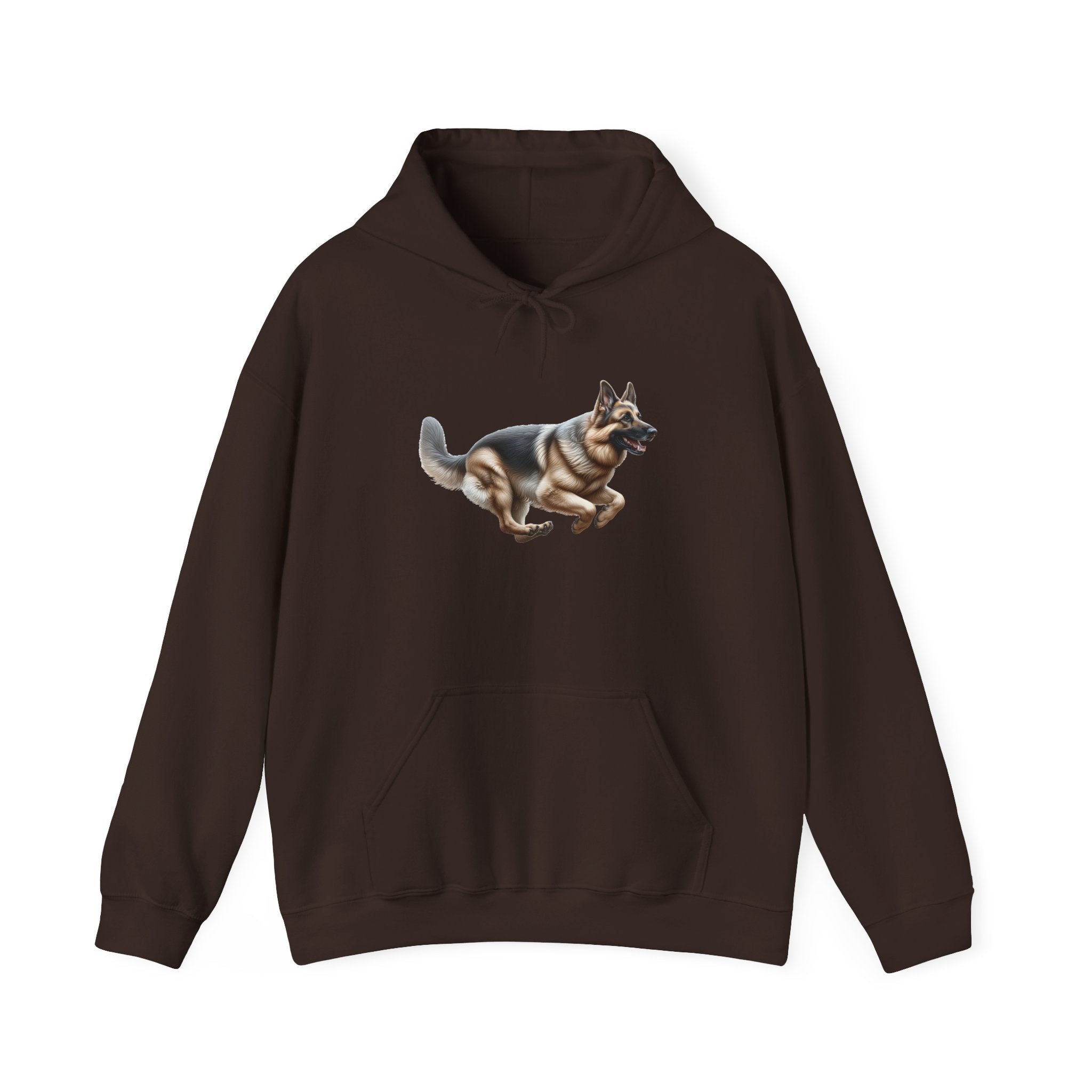 German Shepherd Running Hoodie — Realistic Dog Graphic Sweatshirt