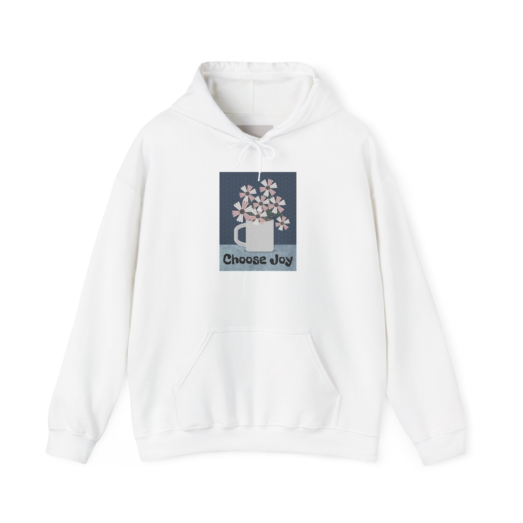 Hoodie – “Choose Joy” Floral Mug Graphic Cozy Sweatshirt