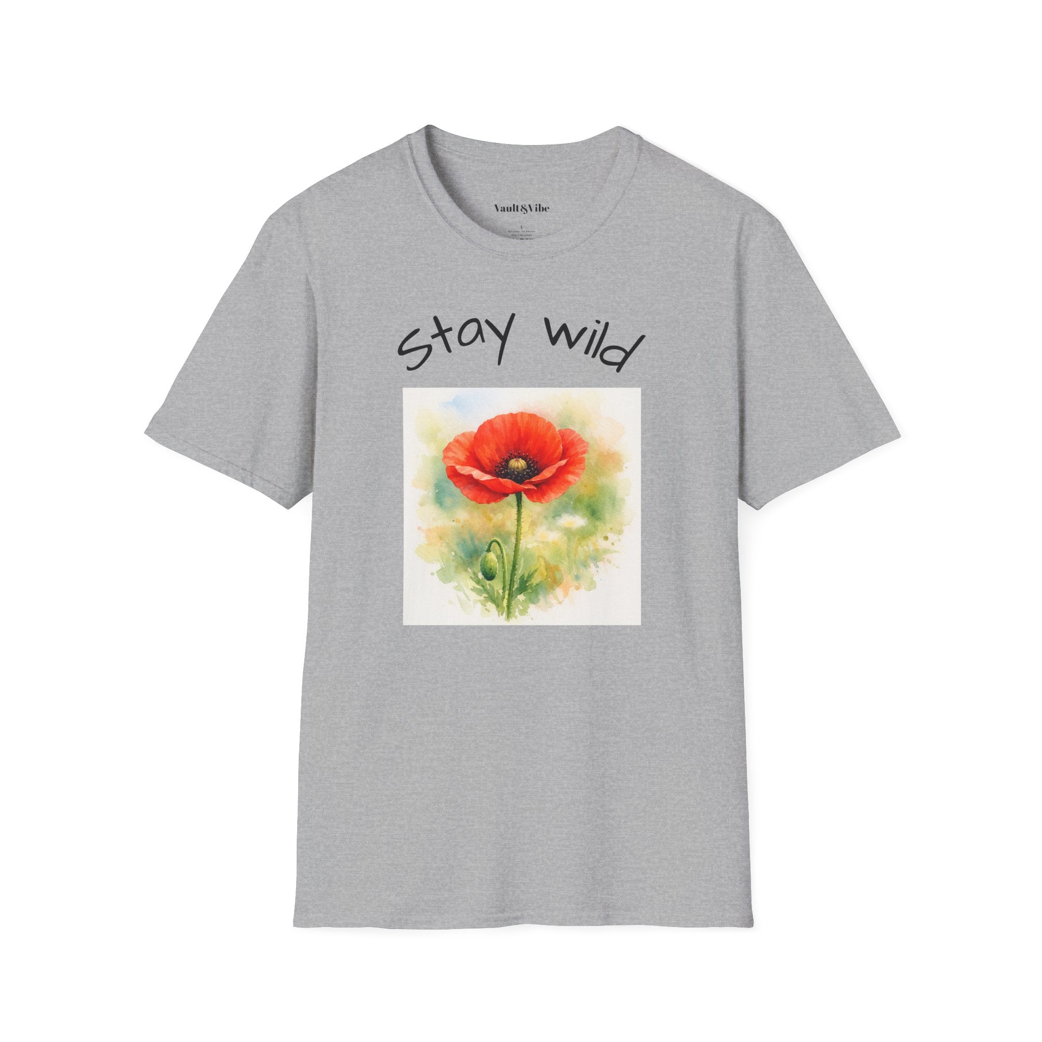T-Shirt — "Stay Wild" Watercolor Poppy Graphic