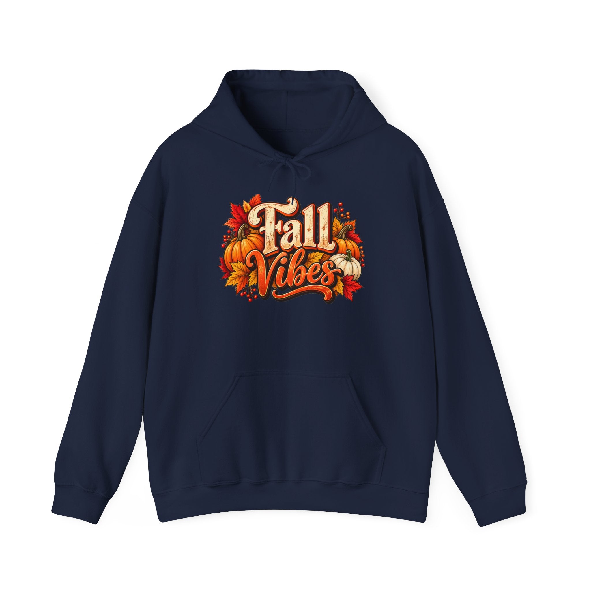 Fall Vibes Hoodie — Cozy Autumn Pumpkin & Leaves Sweatshirt