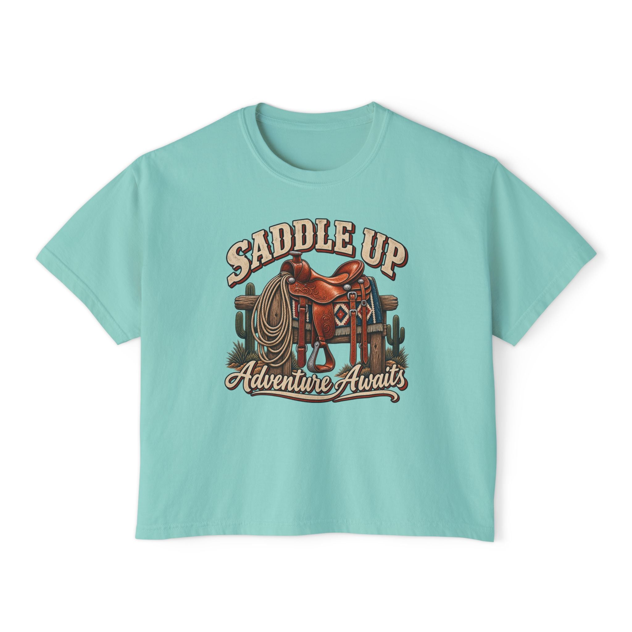Saddle Up Adventure Awaits Women’s Boxy Tee