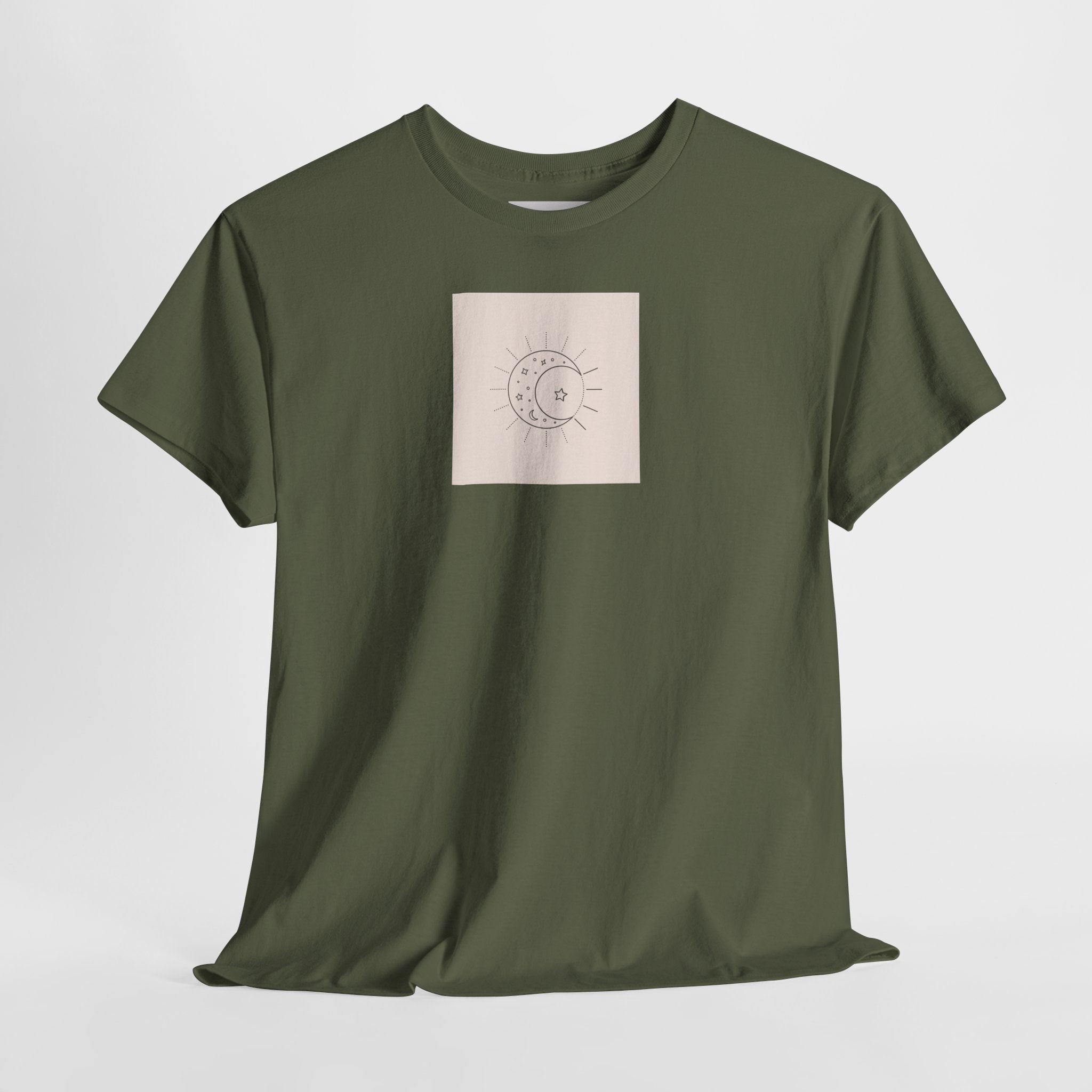Sun & Moon Minimalist Tee — Celestial Line Art T-Shirt