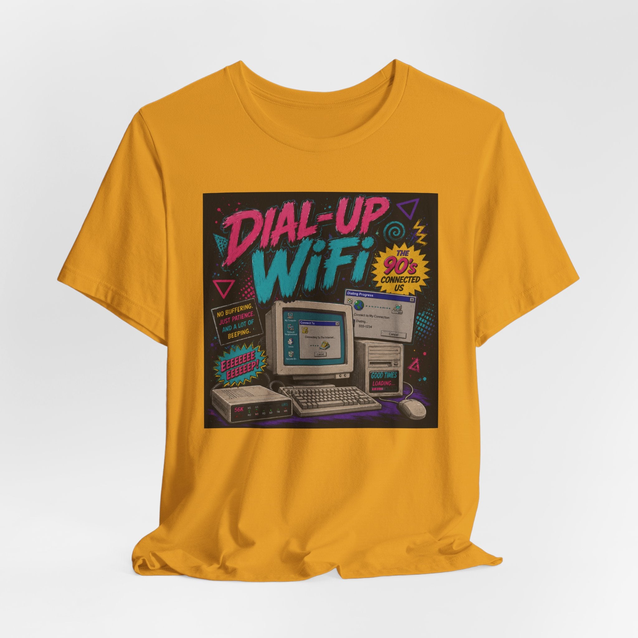 Retro Tech T‑Shirt — "Dial‑Up WiFi" 90s Computer Vintage Graphic Tee