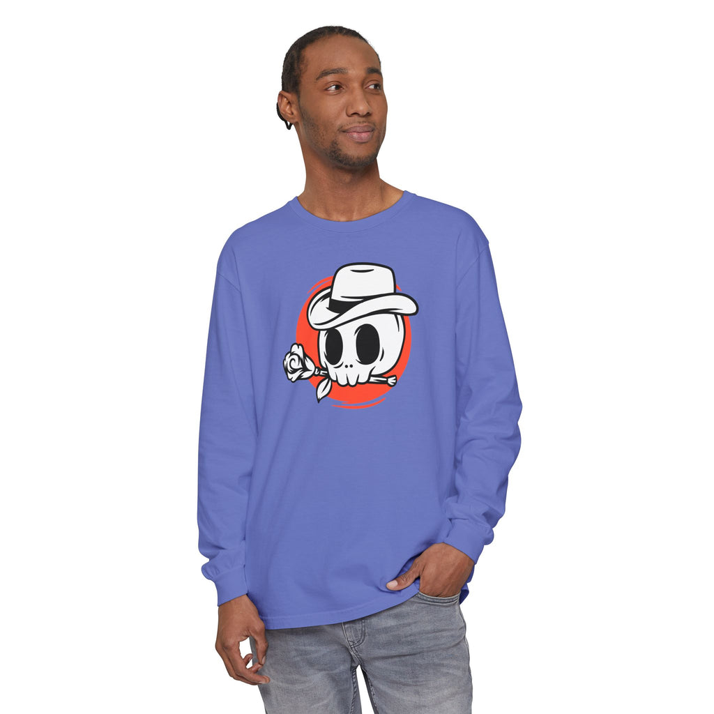 Skull Cowboy Long Sleeve Tee – Retro Rose Graphic