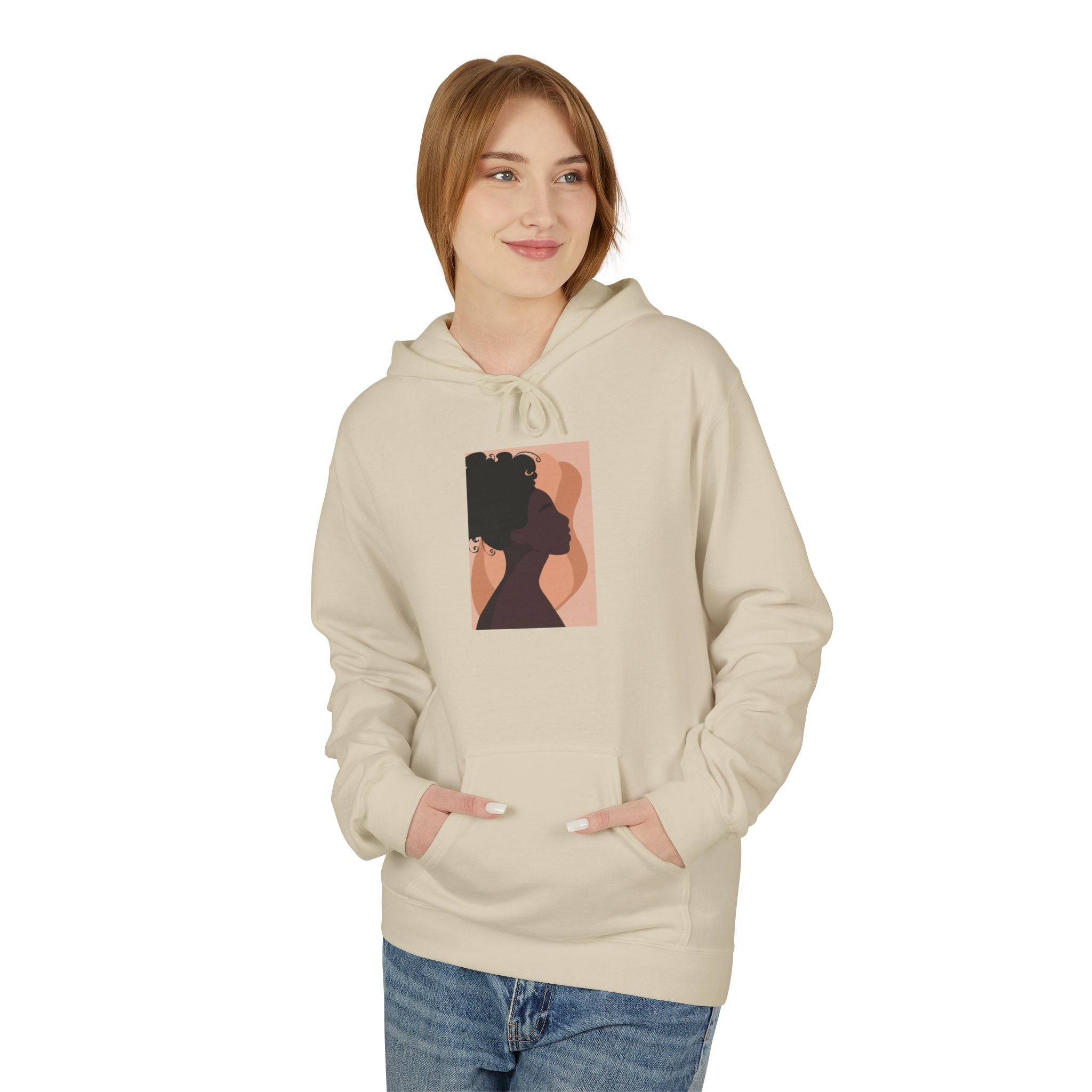 Minimalist Abstract Portrait Hoodie — Afrocentric Silhouette Graphic