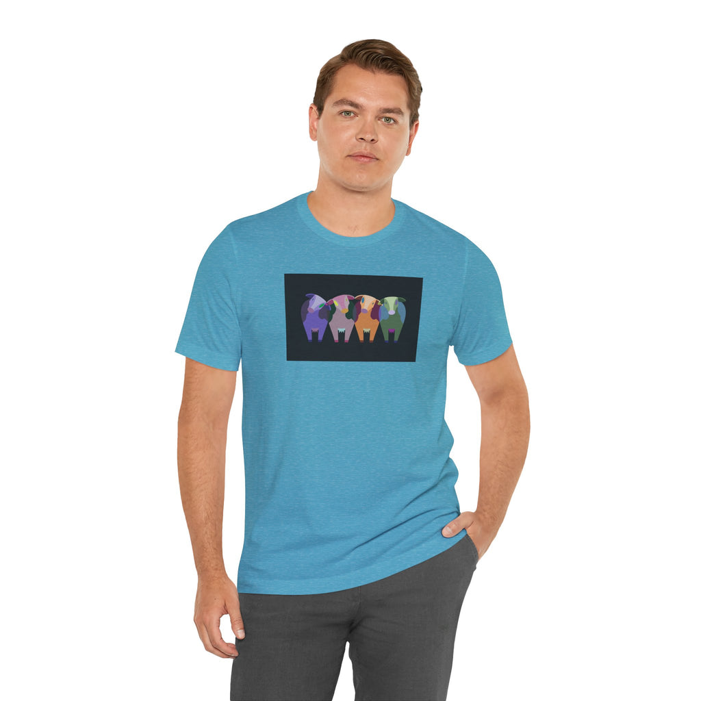 Colorful Buffalo Herd Tee — Geometric Bison Art T-Shirt