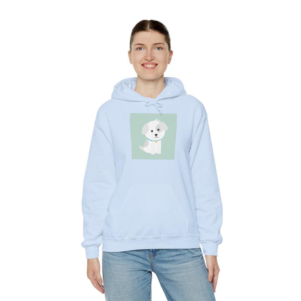 Cute White Puppy Hoodie – Cute Dog Cartoon Sweatshirt for Pet Lovers