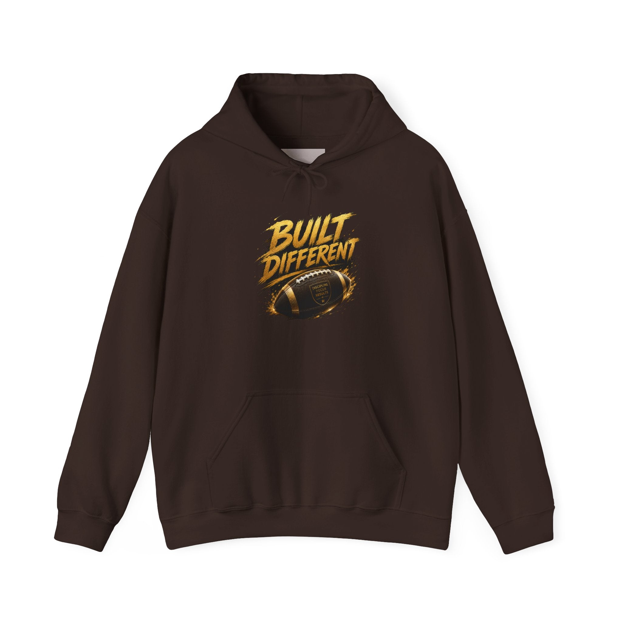 Built Different Hoodie — Bold Gold Graphic Pullover