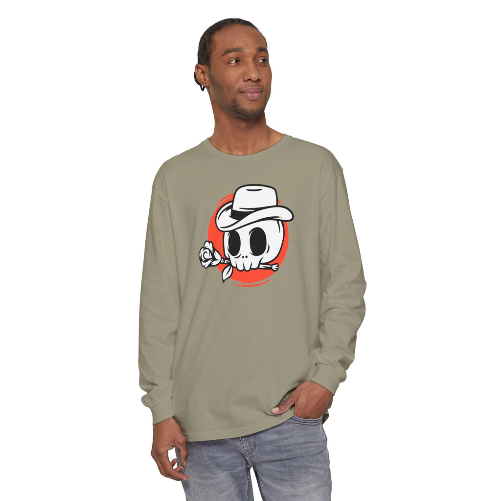Skull Cowboy Long Sleeve Tee – Retro Rose Graphic