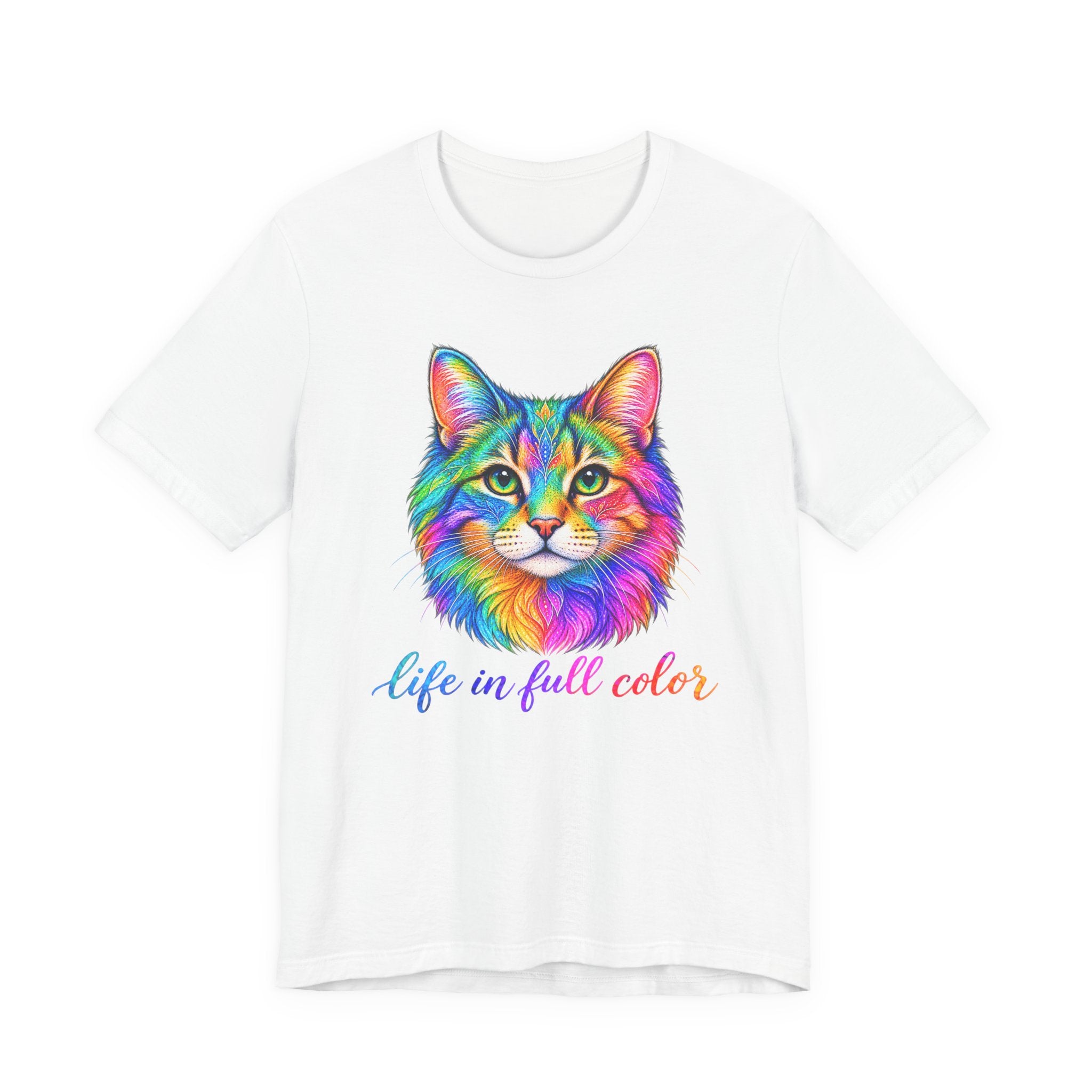 Rainbow Cat T-Shirt — "Life in Full Color" Graphic Tee