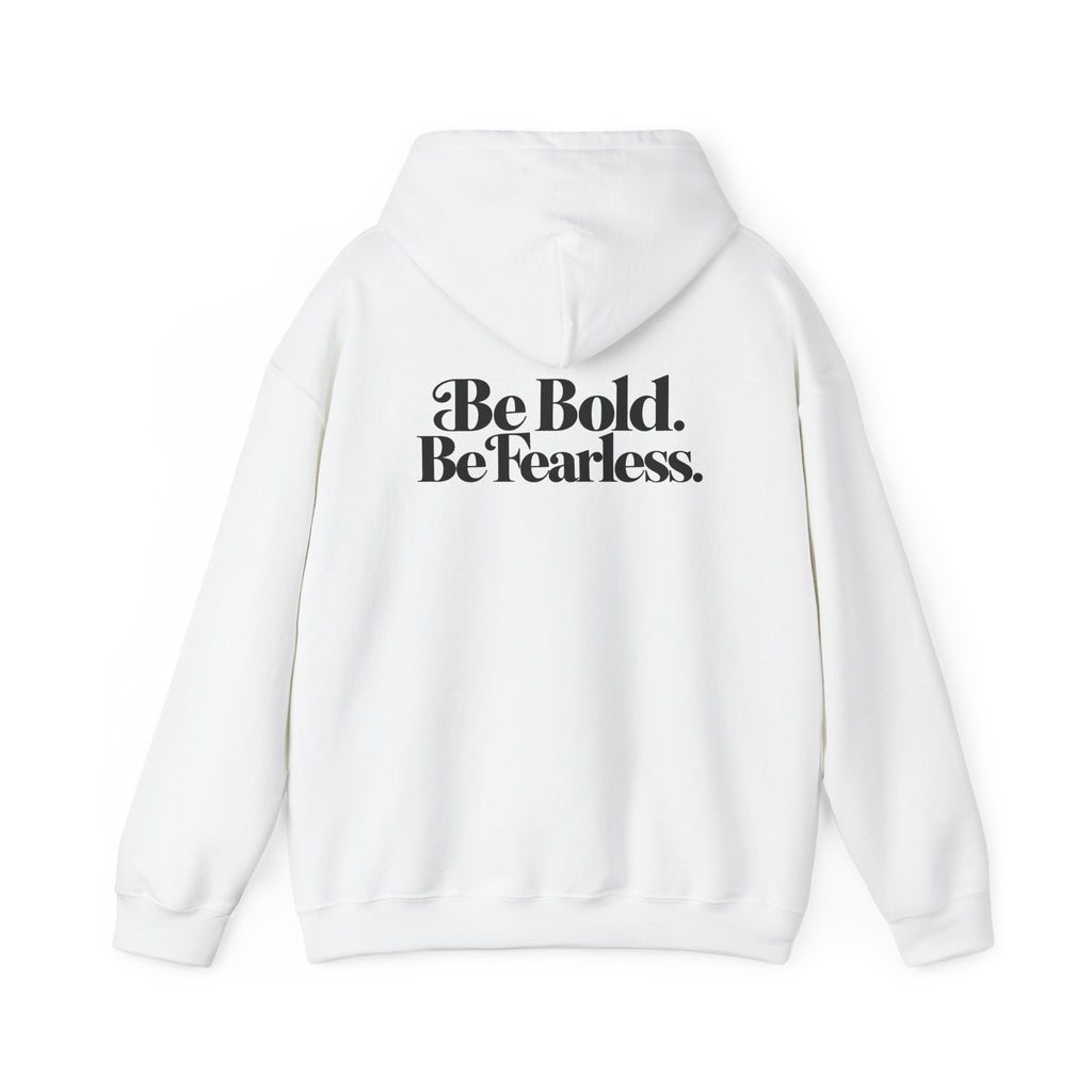 Hoodie — "Be Bold. Be Fearless." Minimal Heart Graphic Motivational Pullover