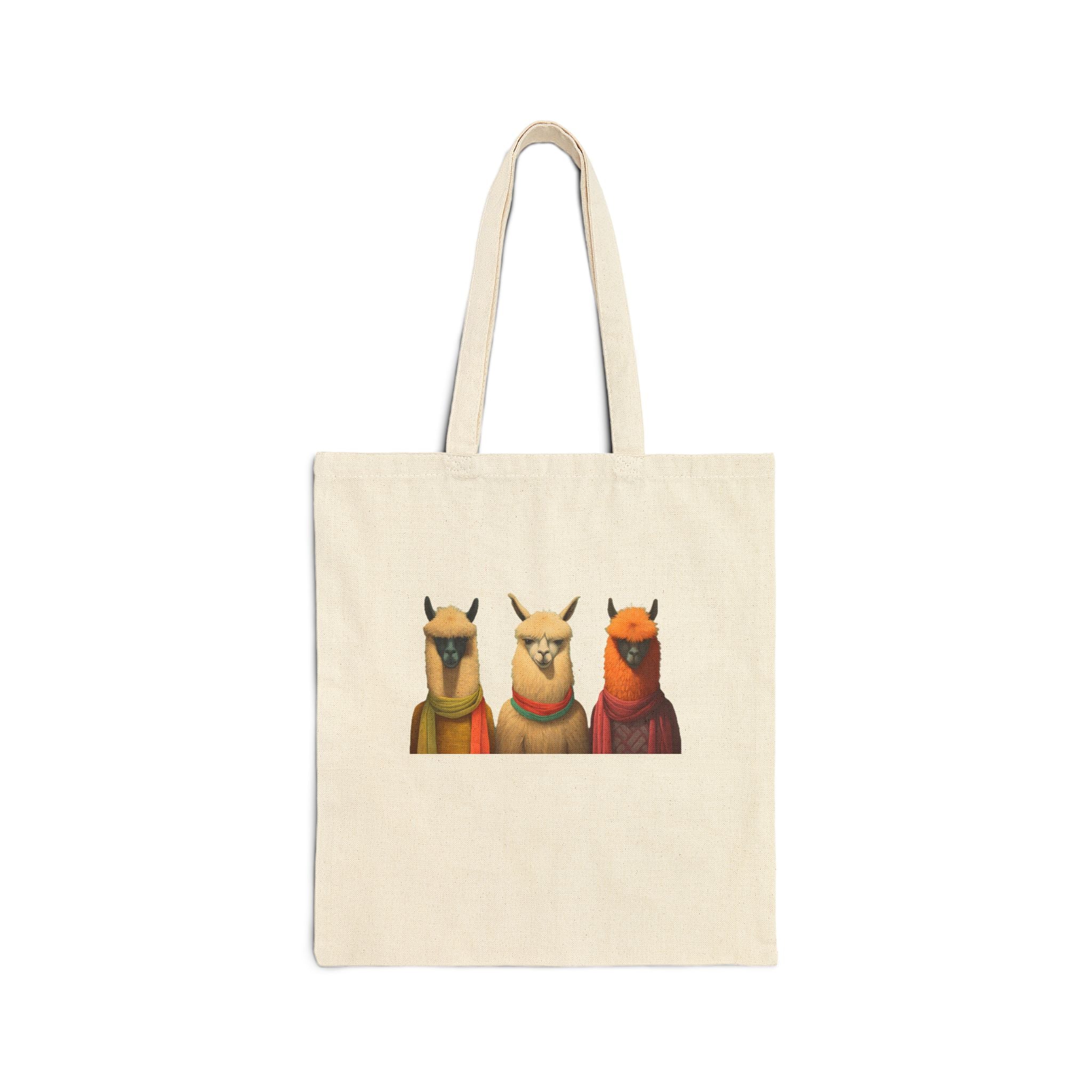 Triple Llama Portrait Tote Bag – Cute Alpaca Farm Animal Canvas Tote