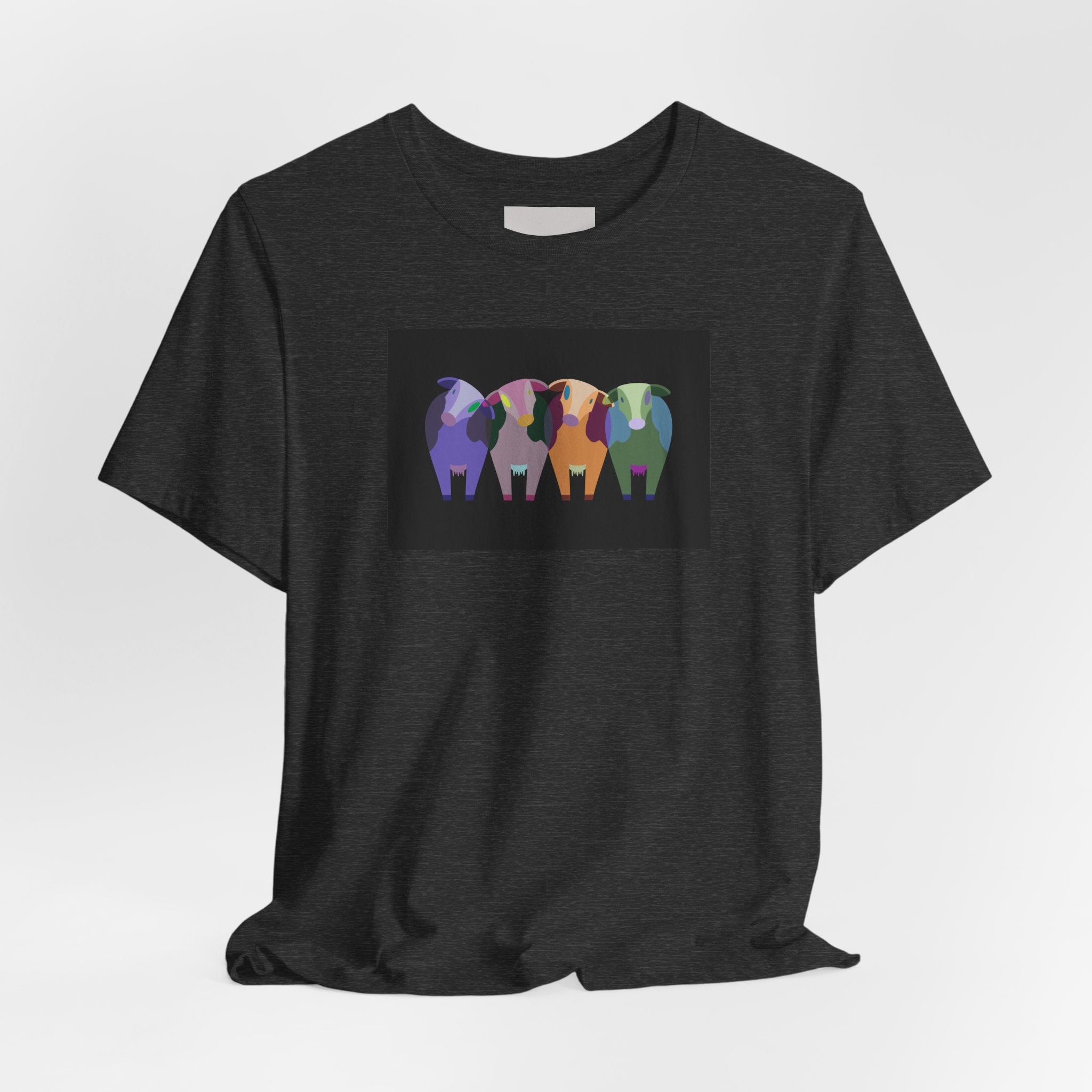 Colorful Buffalo Herd Tee — Geometric Bison Art T-Shirt