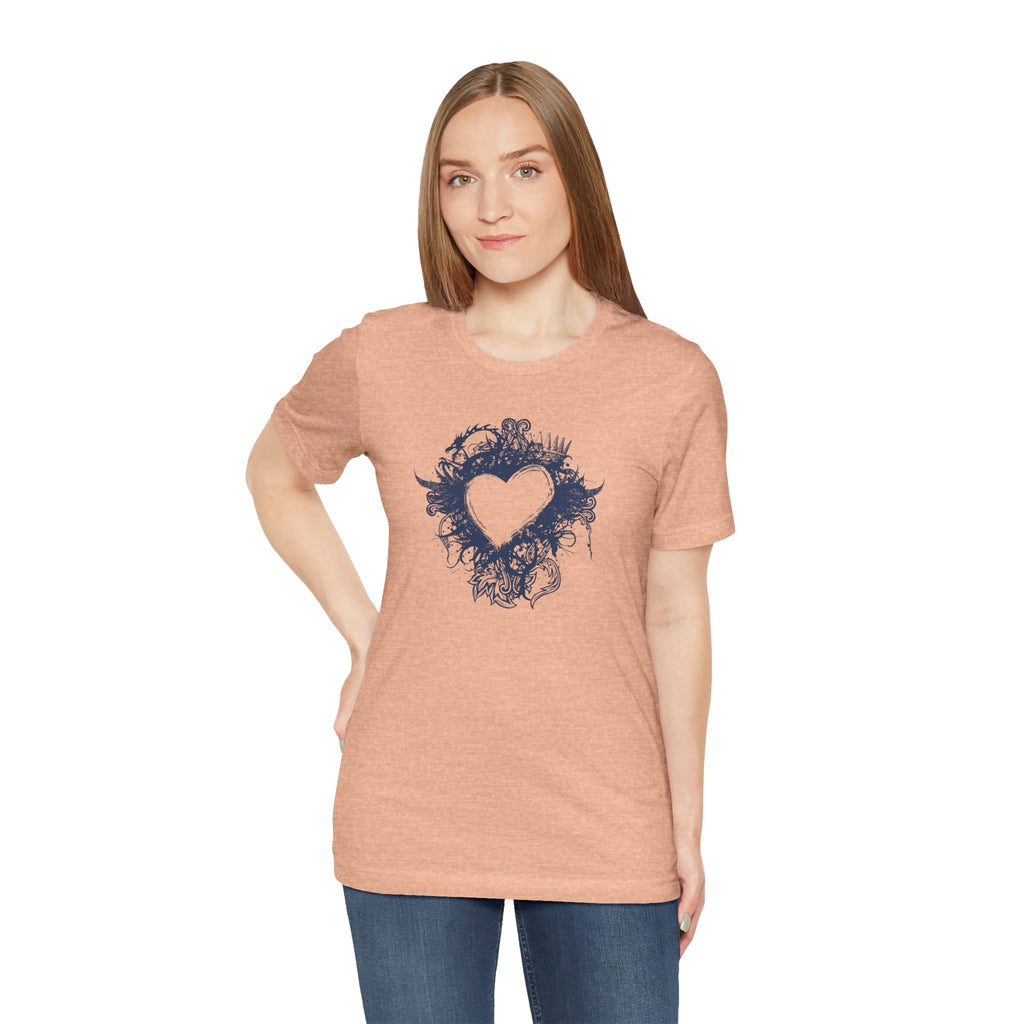 Heart Doodle T-Shirt — Hand-Drawn Floral Heart Tee (Valentine’s Gift)