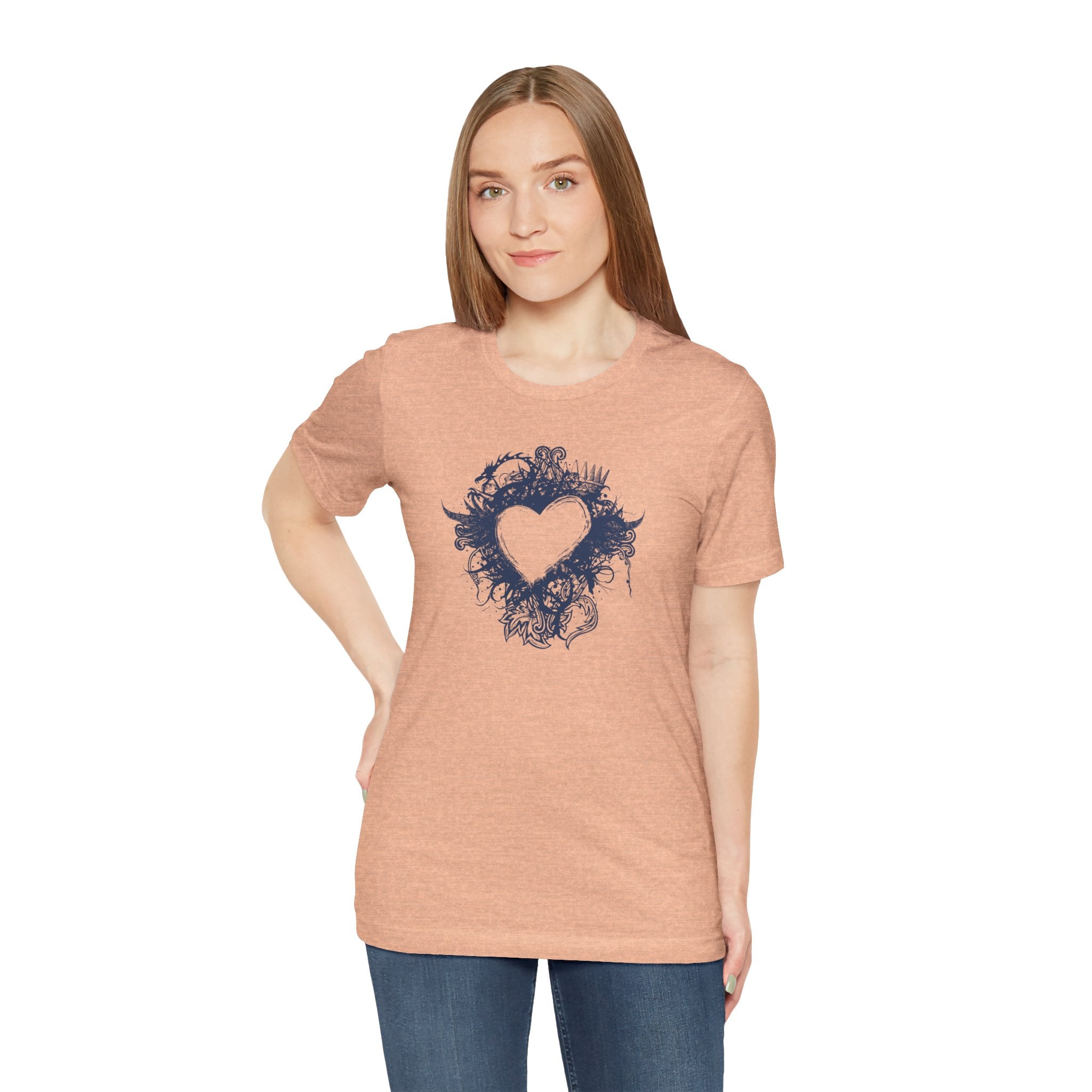 Heart Doodle T-Shirt — Hand-Drawn Floral Heart Tee (Valentine’s Gift)