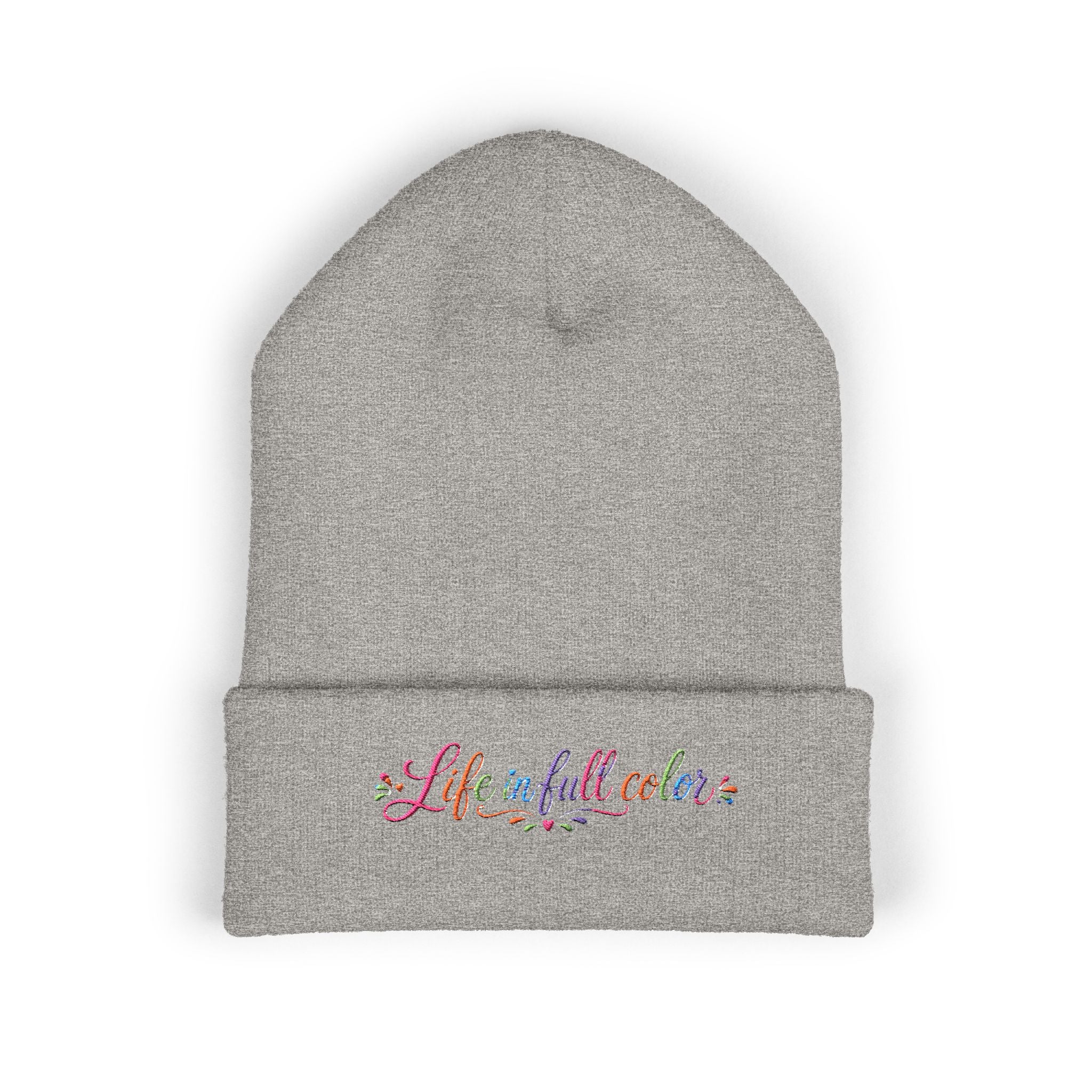 Embroidered 'Life in Full Color' Cuffed Beanie