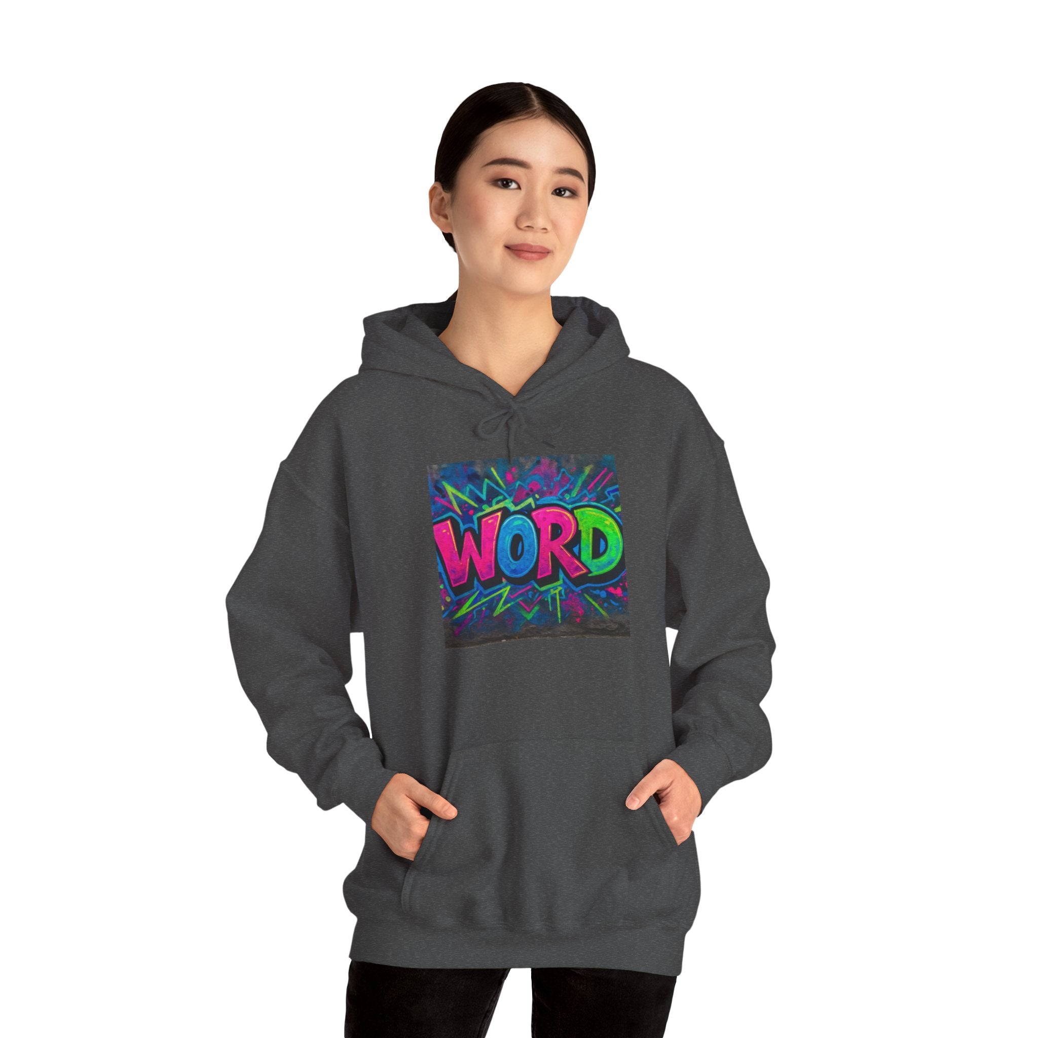 Graffiti 'WORD' Hoodie — Neon Street Art Pullover