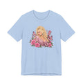 Dolly-inspired Floral Portrait T-Shirt — Pink Roses & Guitar Graphic Tee