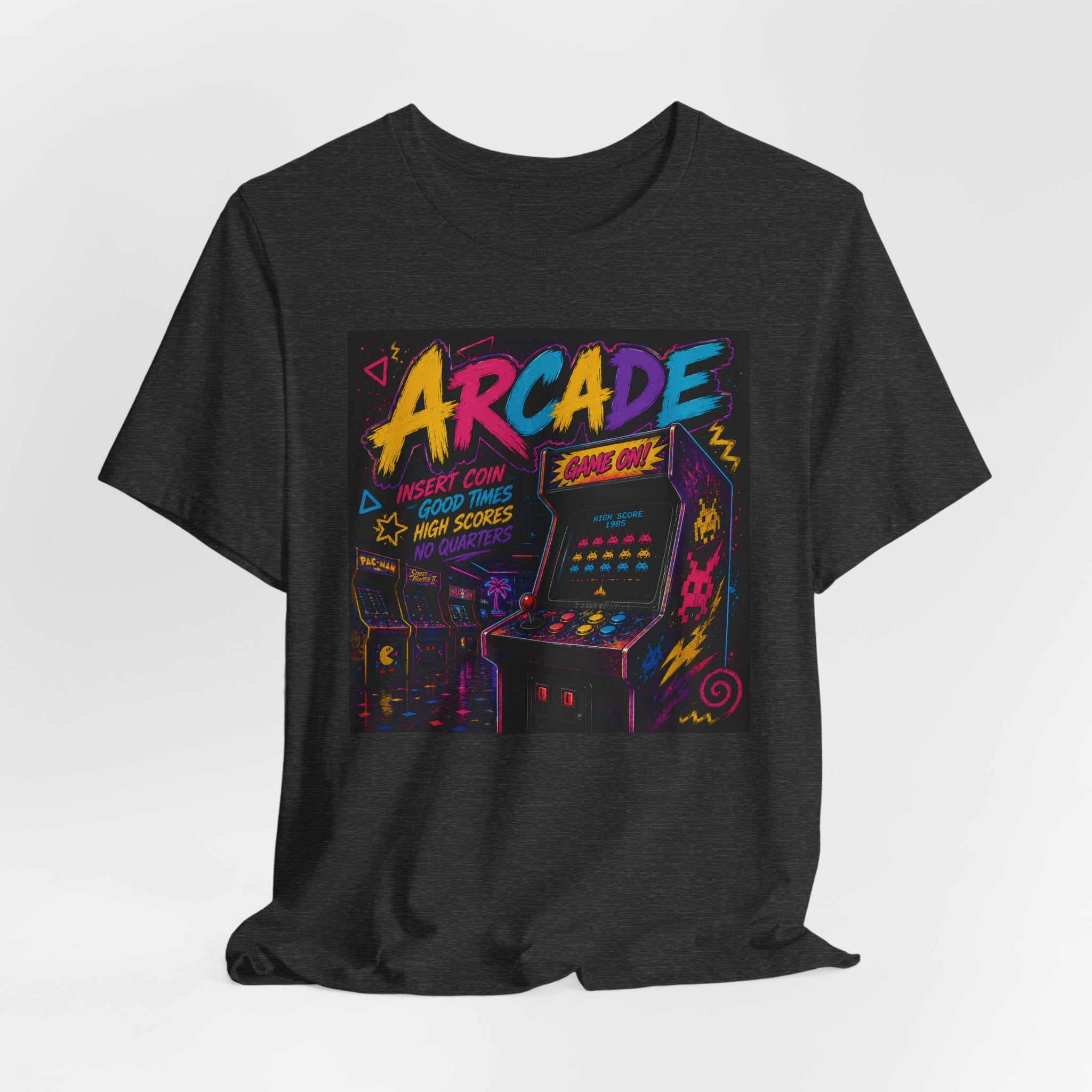 Arcade Retro Tee — Neon Game Room Graphic Shirt