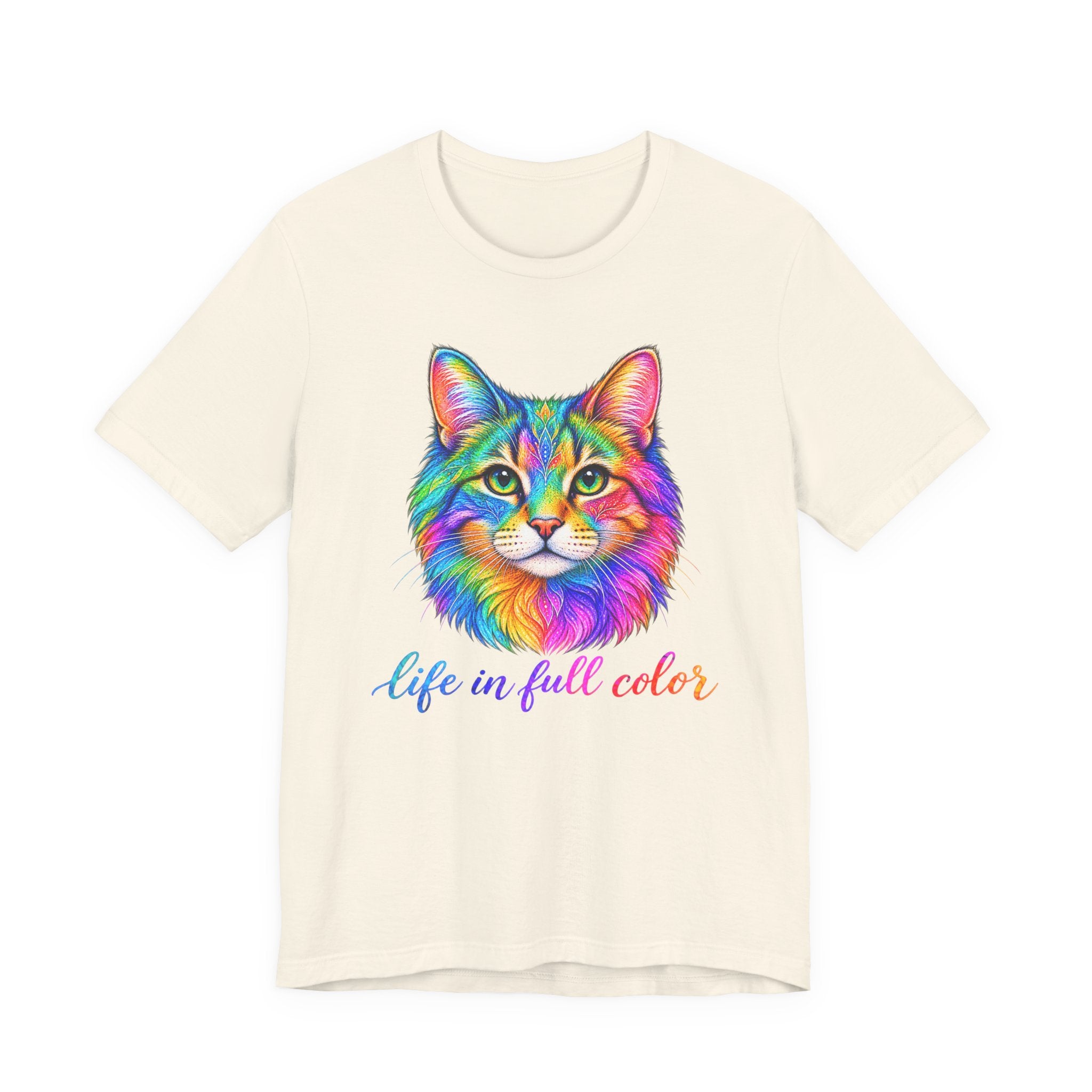 Rainbow Cat T-Shirt — "Life in Full Color" Graphic Tee