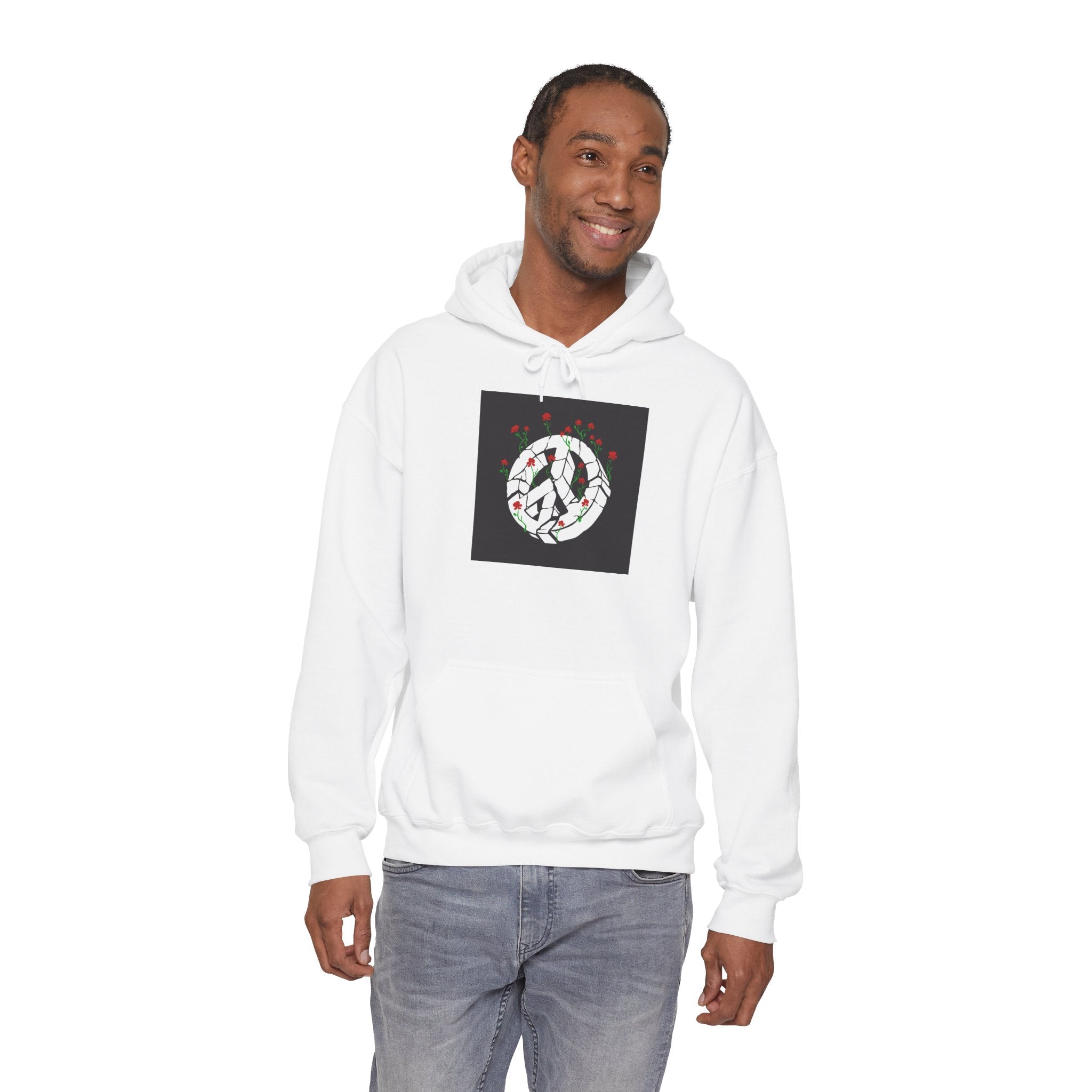 Peace Sign Hoodie with Rose Wreath - Floral Peace Symbol Pullover