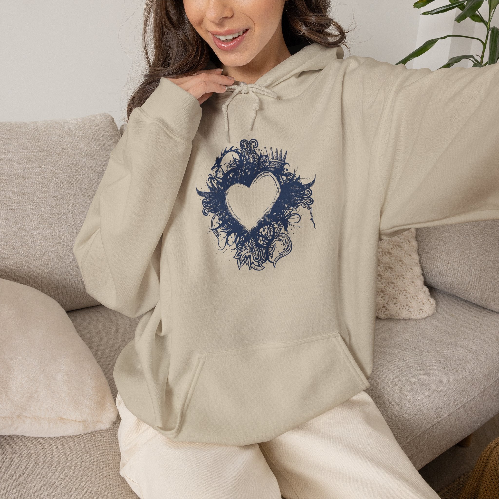 Heart Ink Splash Hoodie — Artistic Grunge Heart Pullover