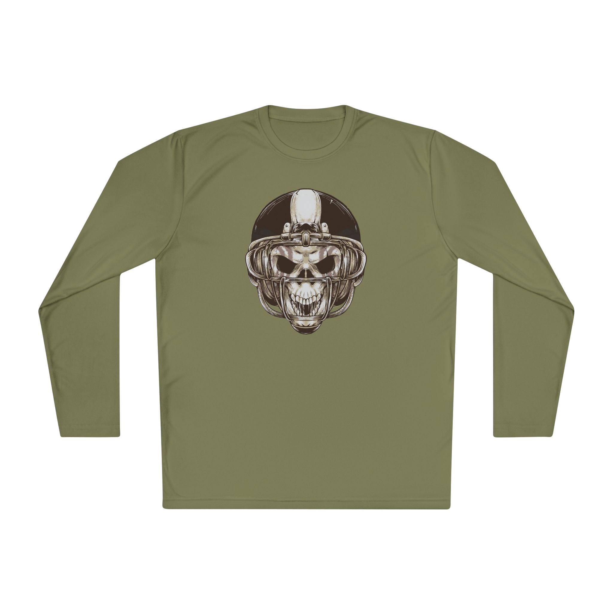 Skull Helmet Long Sleeve Tee — Biker Skull Graphic Shirt