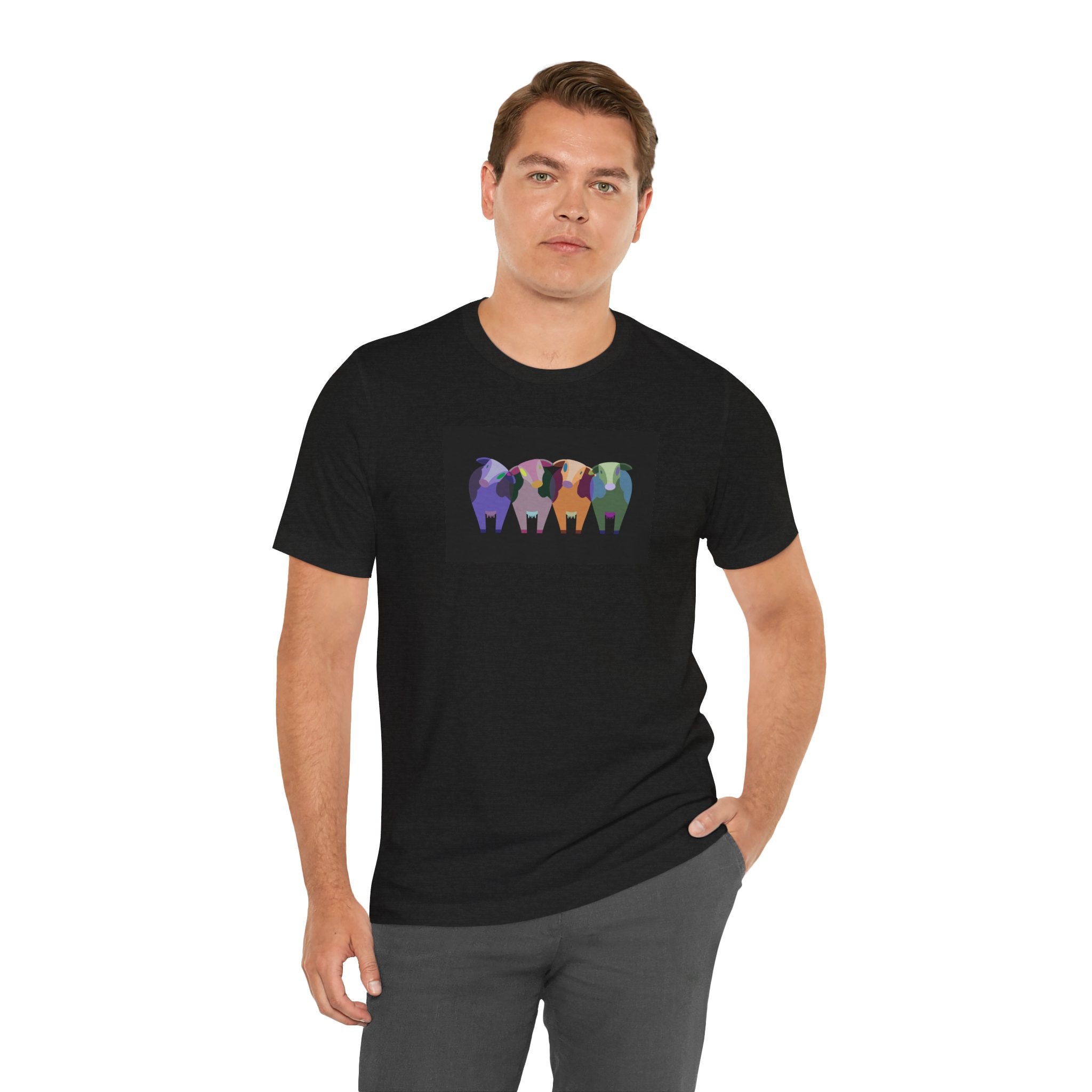 Colorful Buffalo Herd Tee — Geometric Bison Art T-Shirt