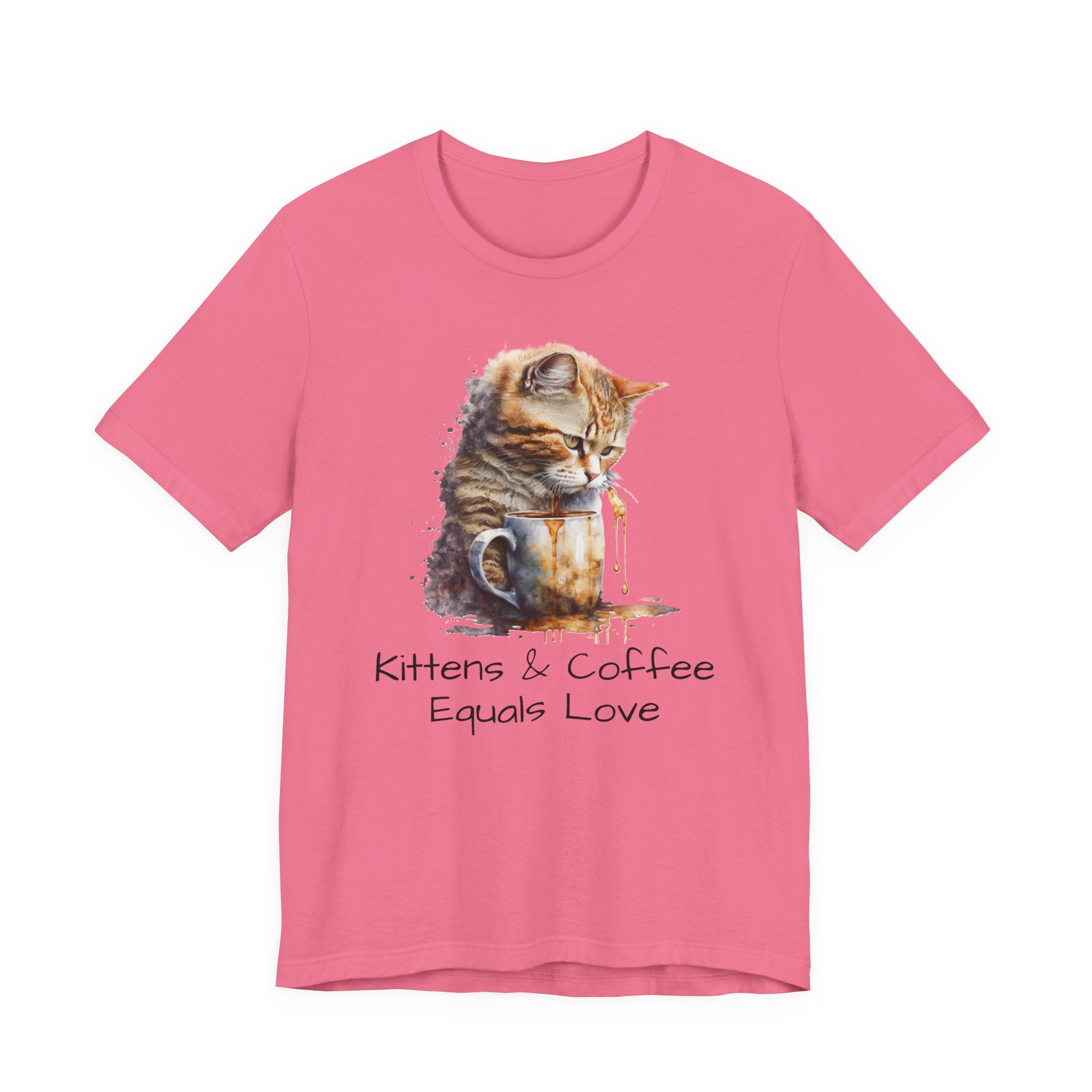 Cat & Coffee T-Shirt — "Kittens & Coffee Equals Love" Cute Cat Graphic Tee