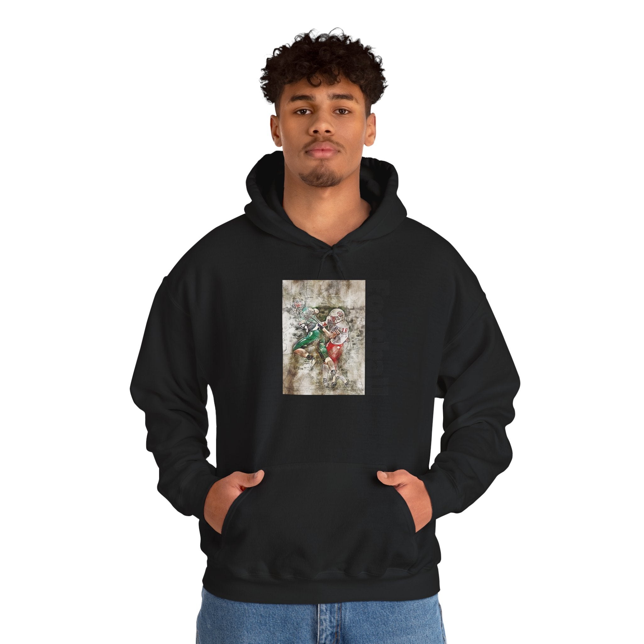 Football Vintage Player Hoodie — Retro Grunge Football Design