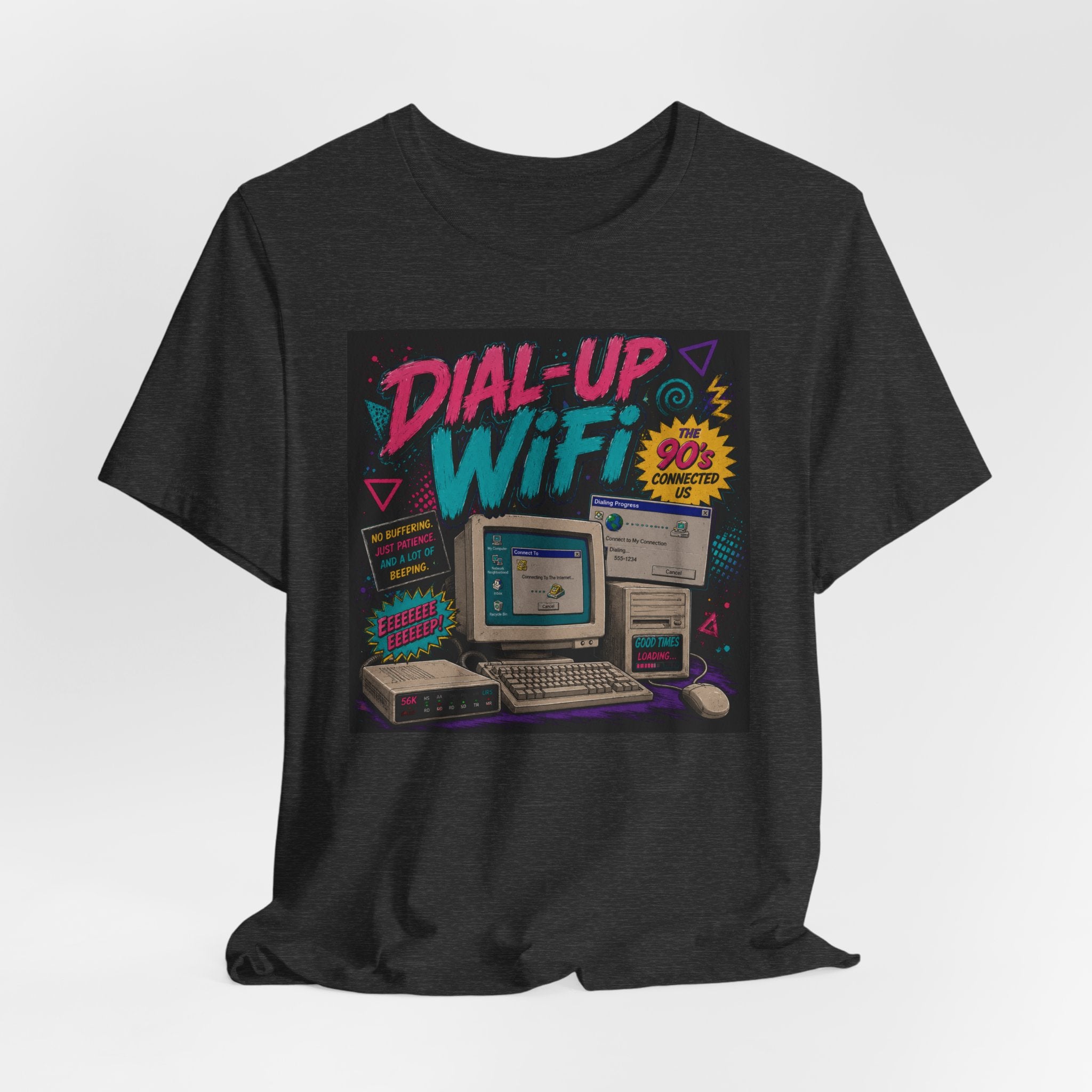 Retro Tech T‑Shirt — "Dial‑Up WiFi" 90s Computer Vintage Graphic Tee