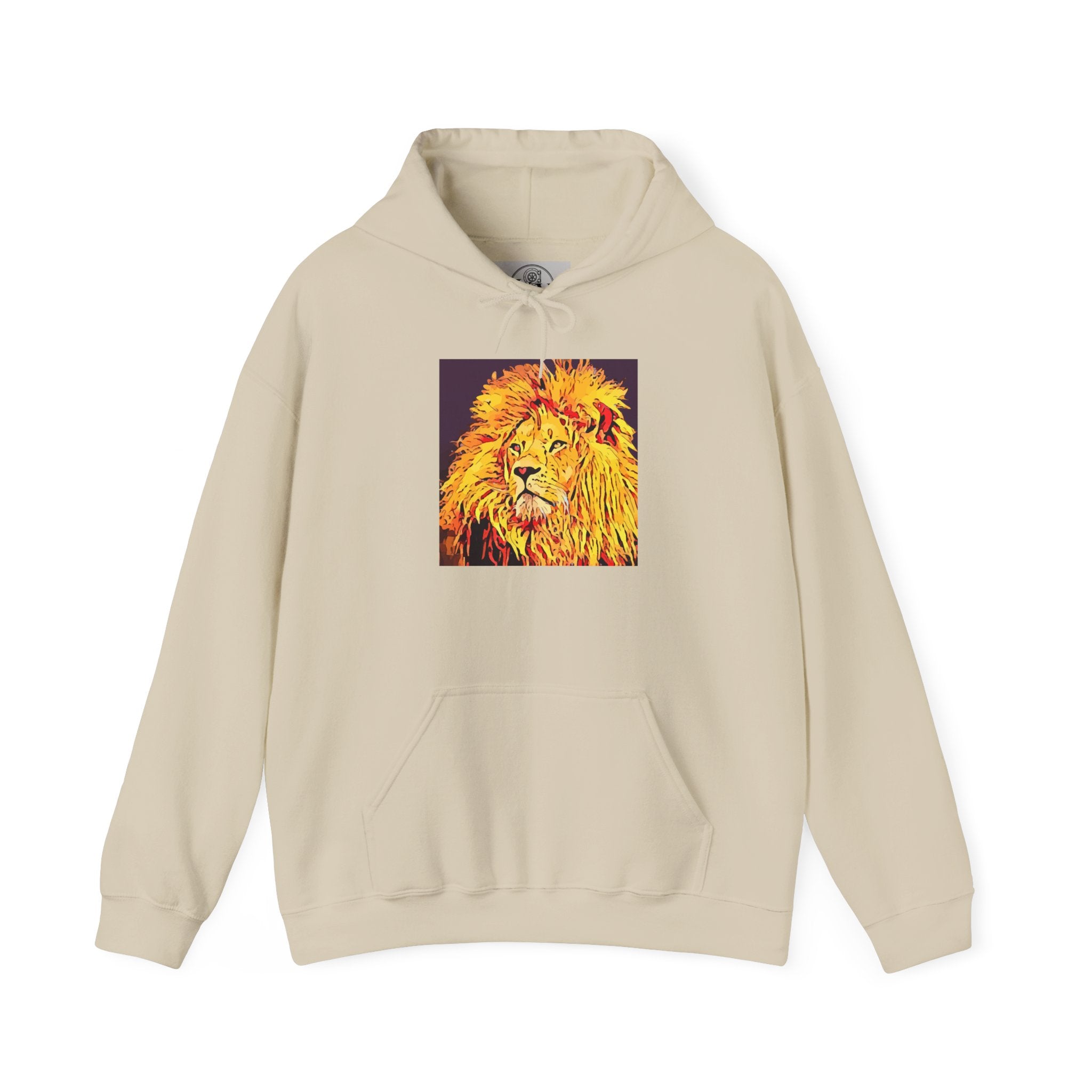 Lion Portrait Hoodie — Vibrant Yellow Pop-Art Lion Design