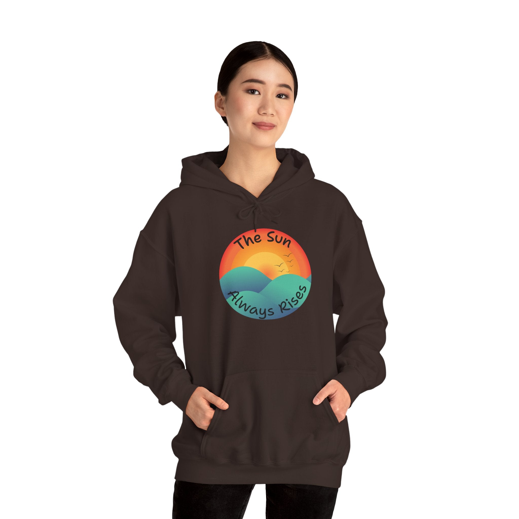 Sun Always Rises Hoodie — Retro Sunrise Graphic Sweatshirt