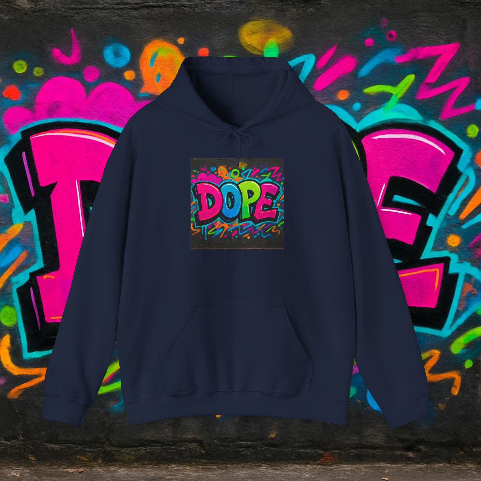 Dope Graffiti Hoodie — Colorful Retro Streetwear Pullover