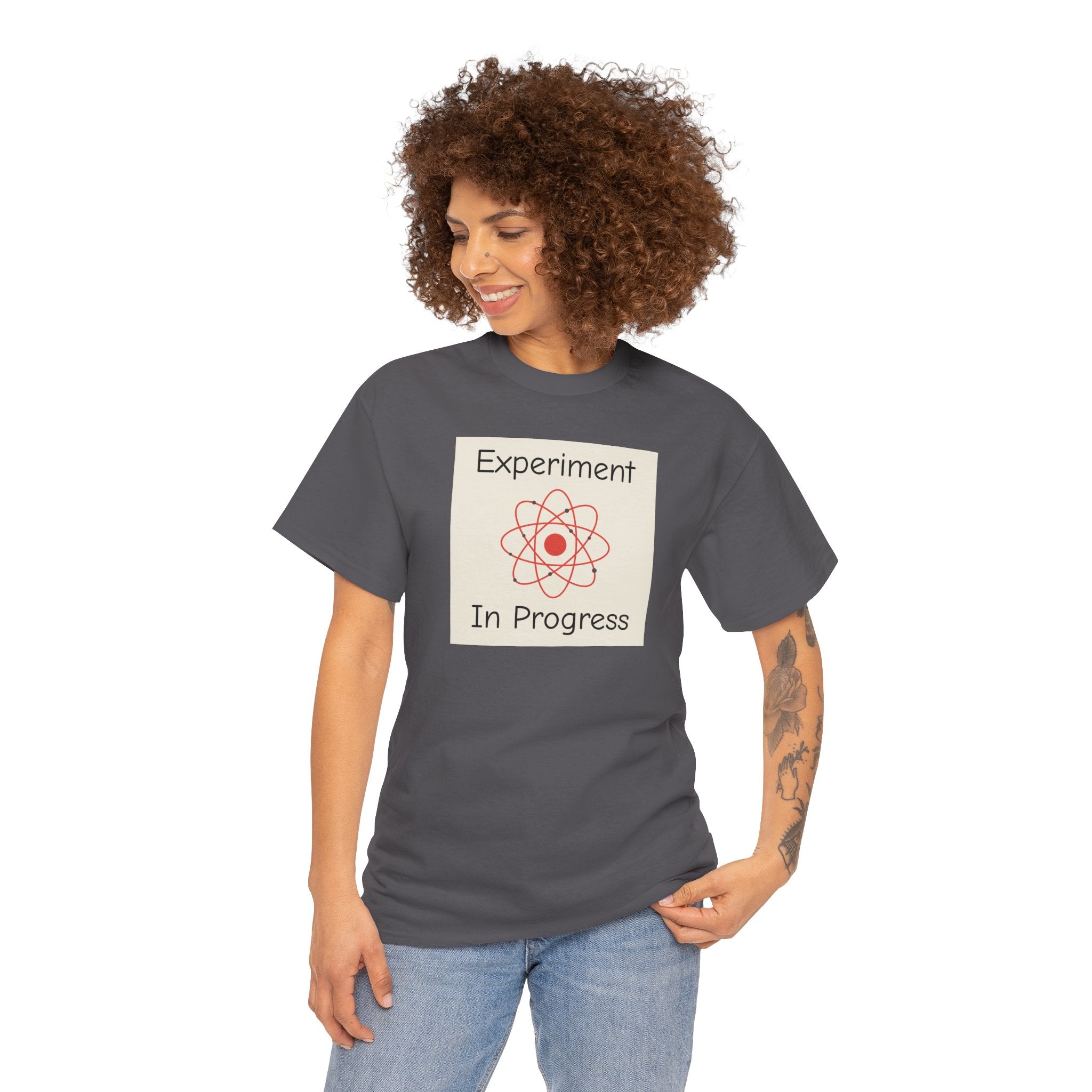 Science Graphic Tee - "Experiment In Progress" Retro Atom Design