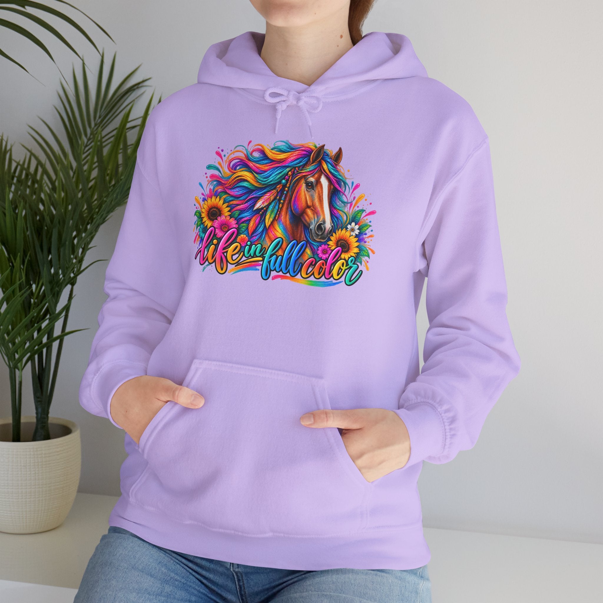 Colorful Horse Hoodie - "Wonderful Color" Rainbow Stallion Pullover