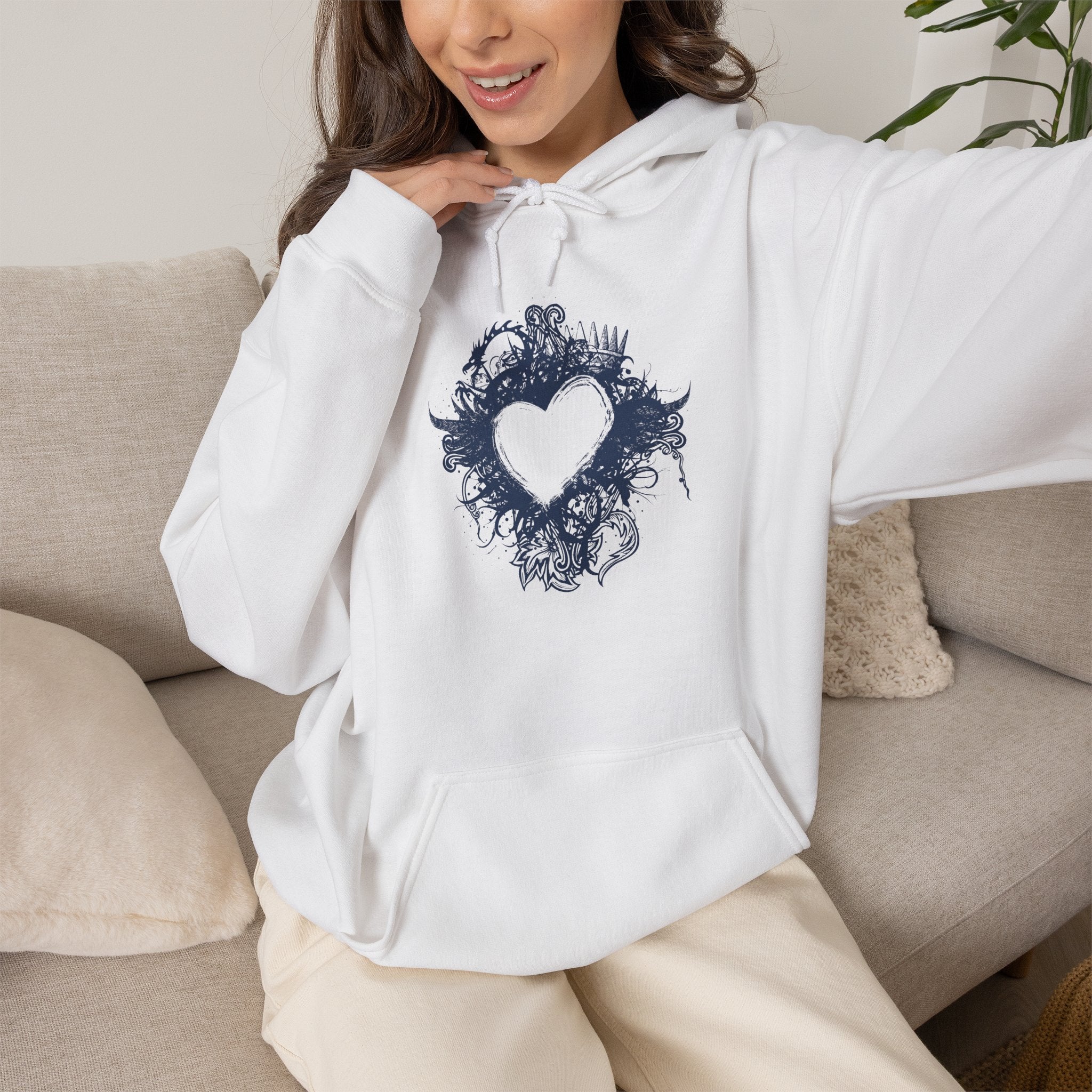 Heart Ink Splash Hoodie — Artistic Grunge Heart Pullover