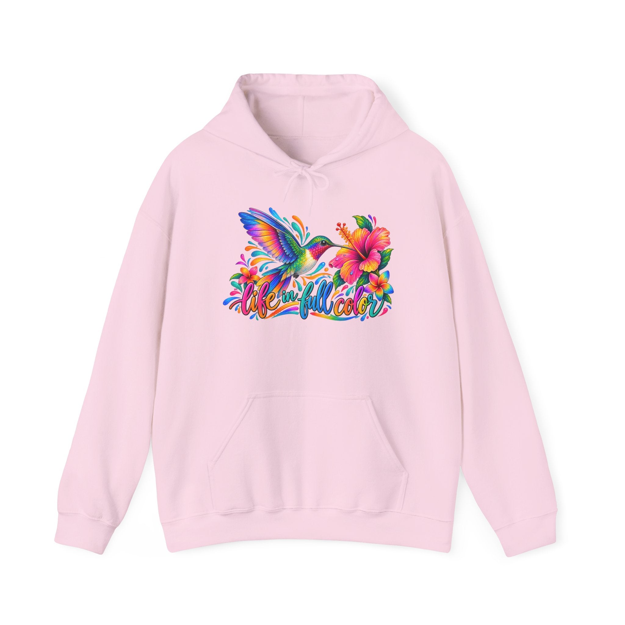 Hummingbird & Hibiscus Hoodie — Colorful Tropical Floral Graphic Sweatshirt