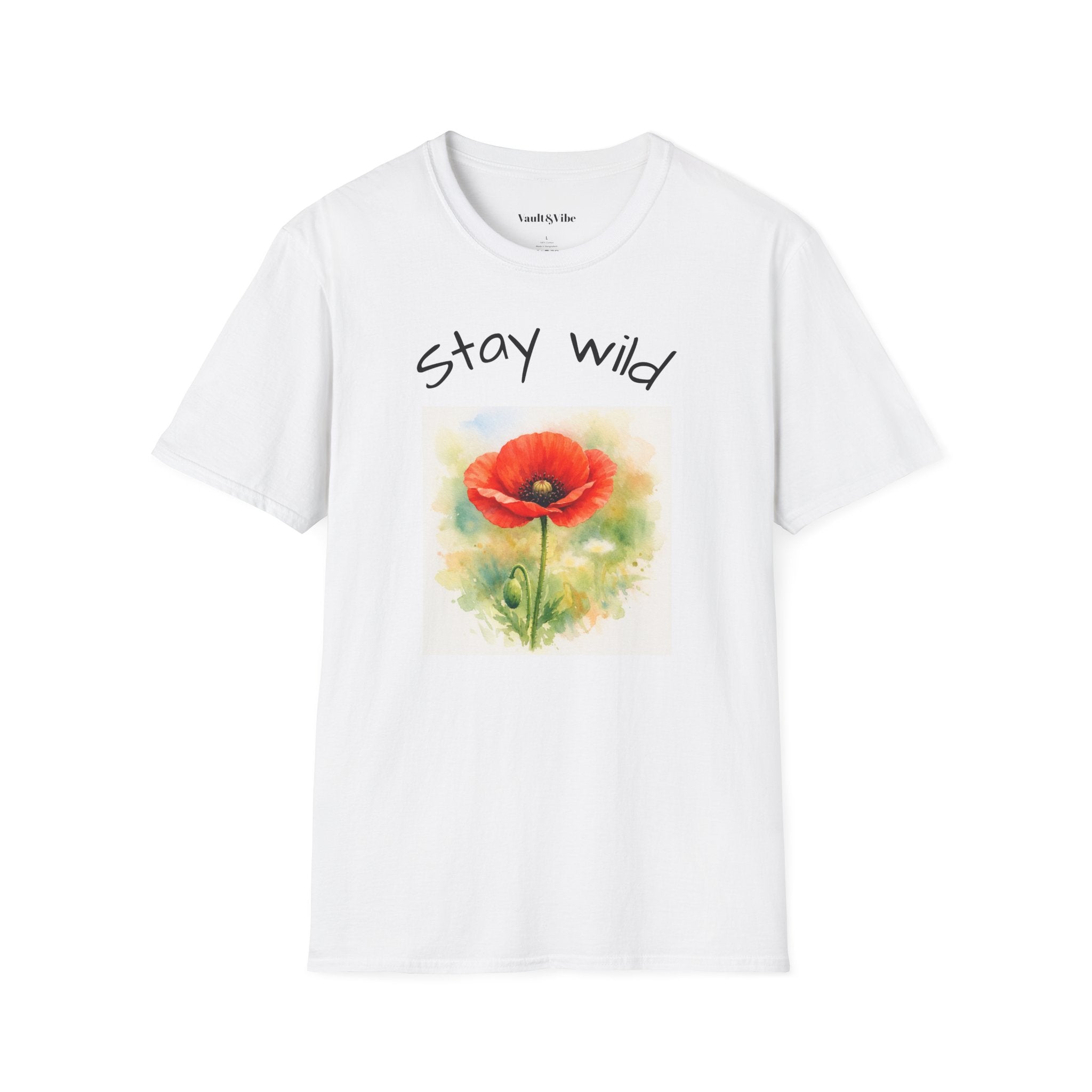T-Shirt — "Stay Wild" Watercolor Poppy Graphic