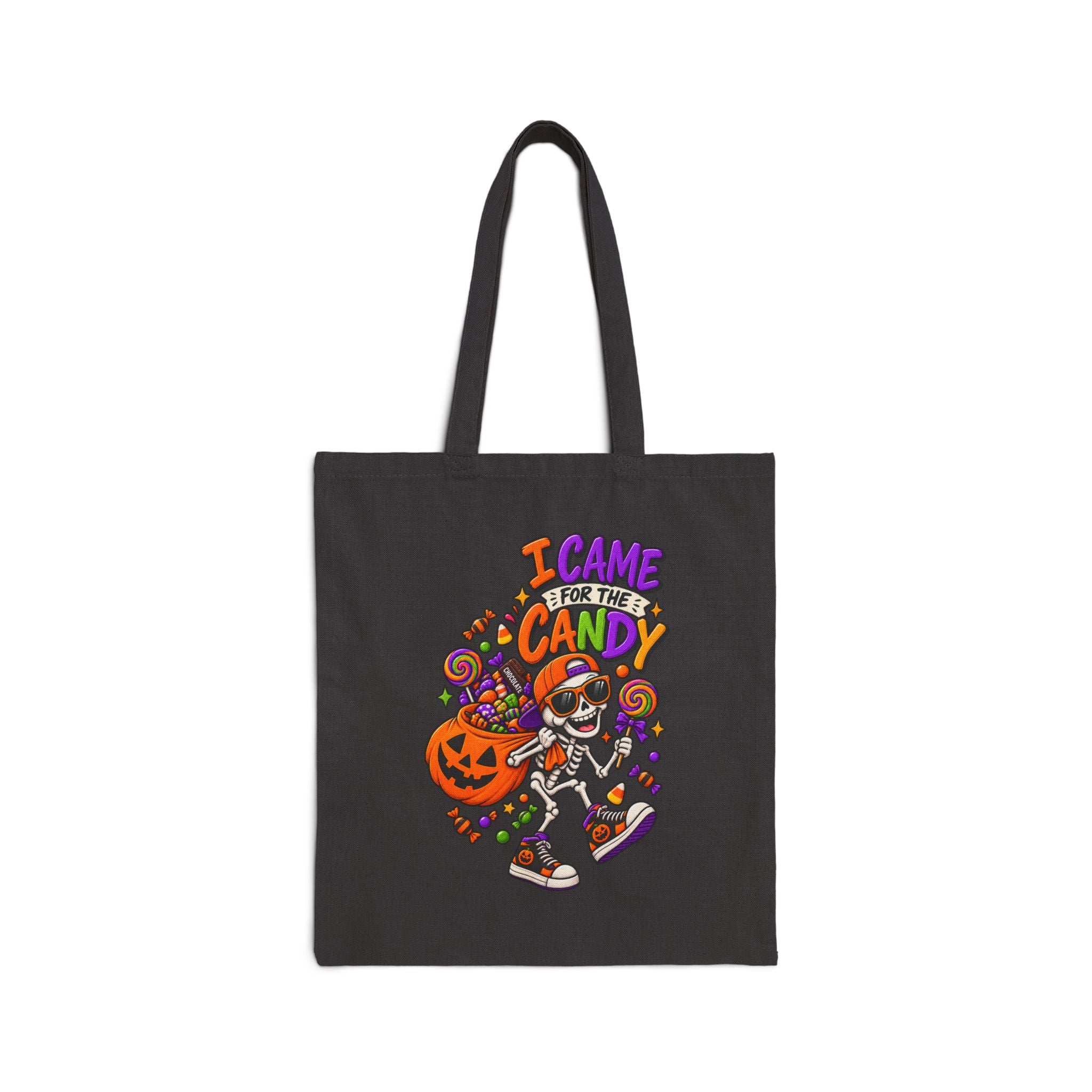 Halloween Trick-or-Treat Tote Bag — "I Came for the Candy" Cotton Canvas Tote