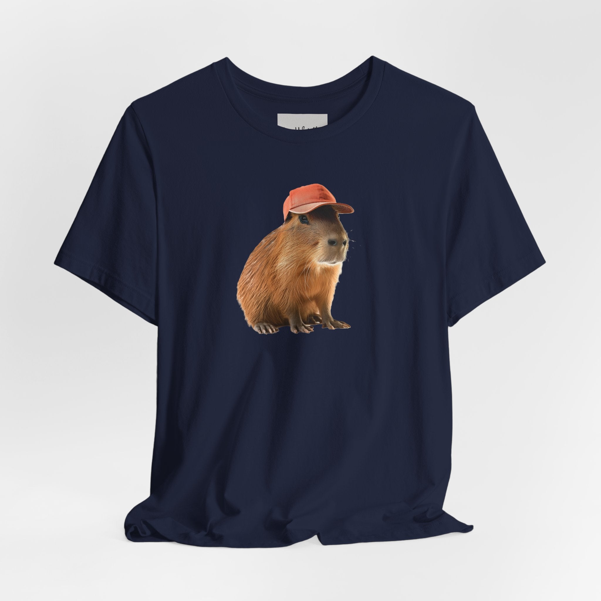 Capybara in Red Cap T-Shirt — Cute Animal Graphic Tee