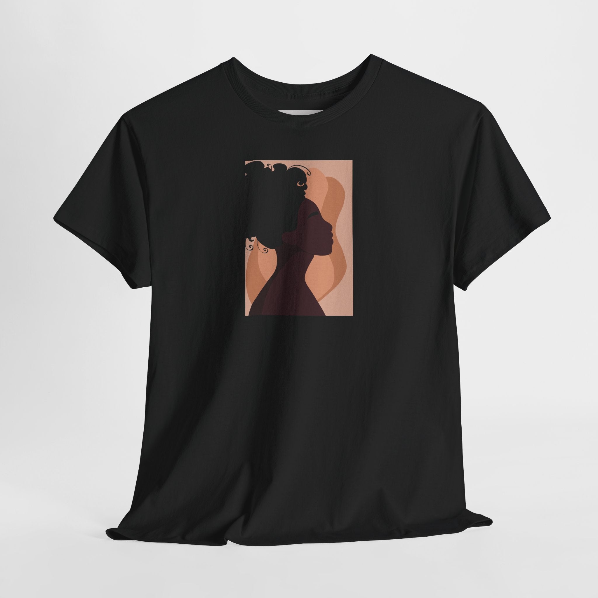 Women’s Silhouette Tee - Minimalist Afro Portrait Graphic Shirt