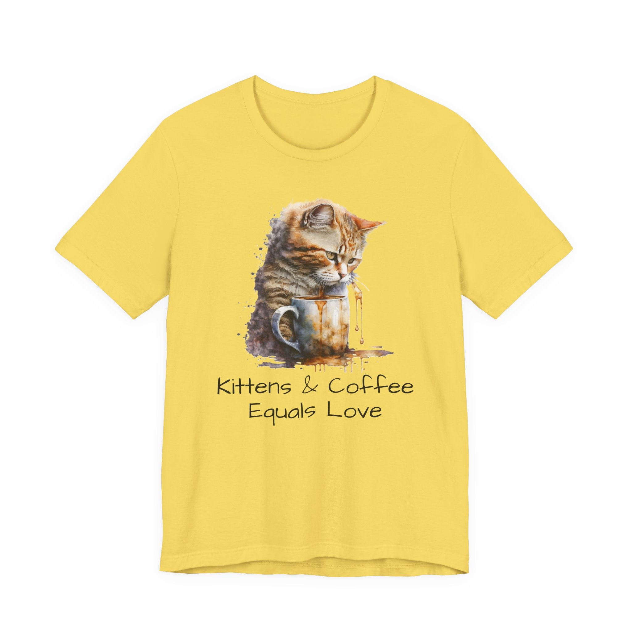 Cat & Coffee T-Shirt — "Kittens & Coffee Equals Love" Cute Cat Graphic Tee