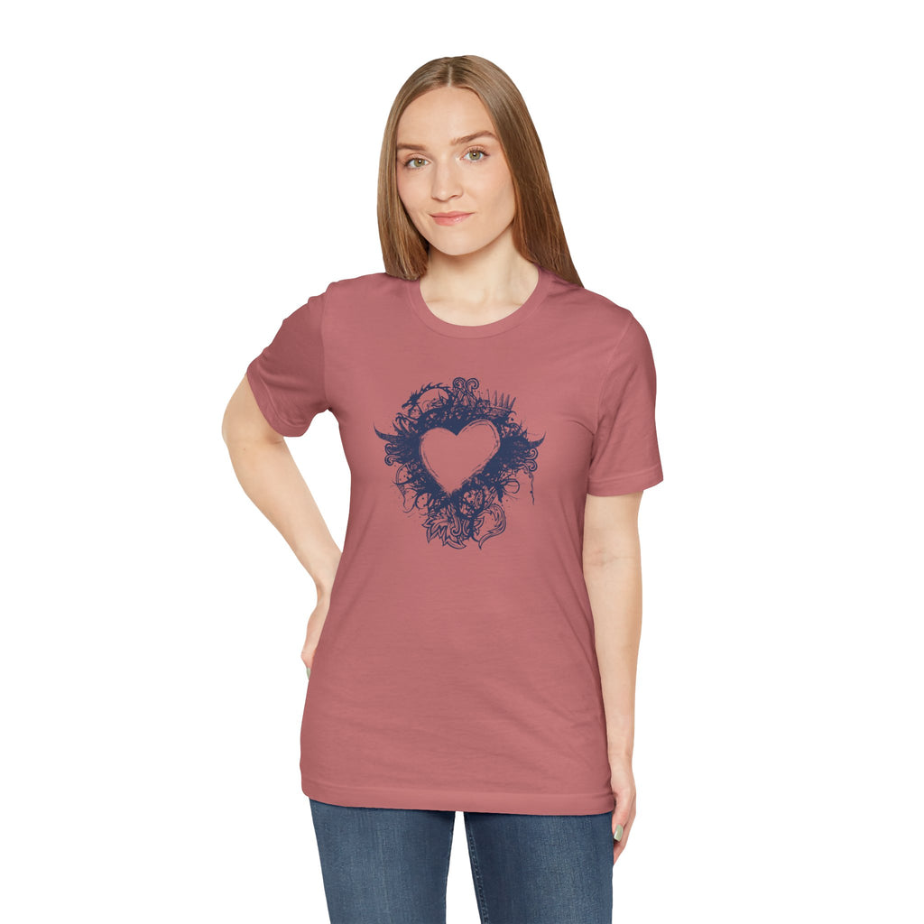 Heart Doodle T-Shirt — Hand-Drawn Floral Heart Tee (Valentine’s Gift)