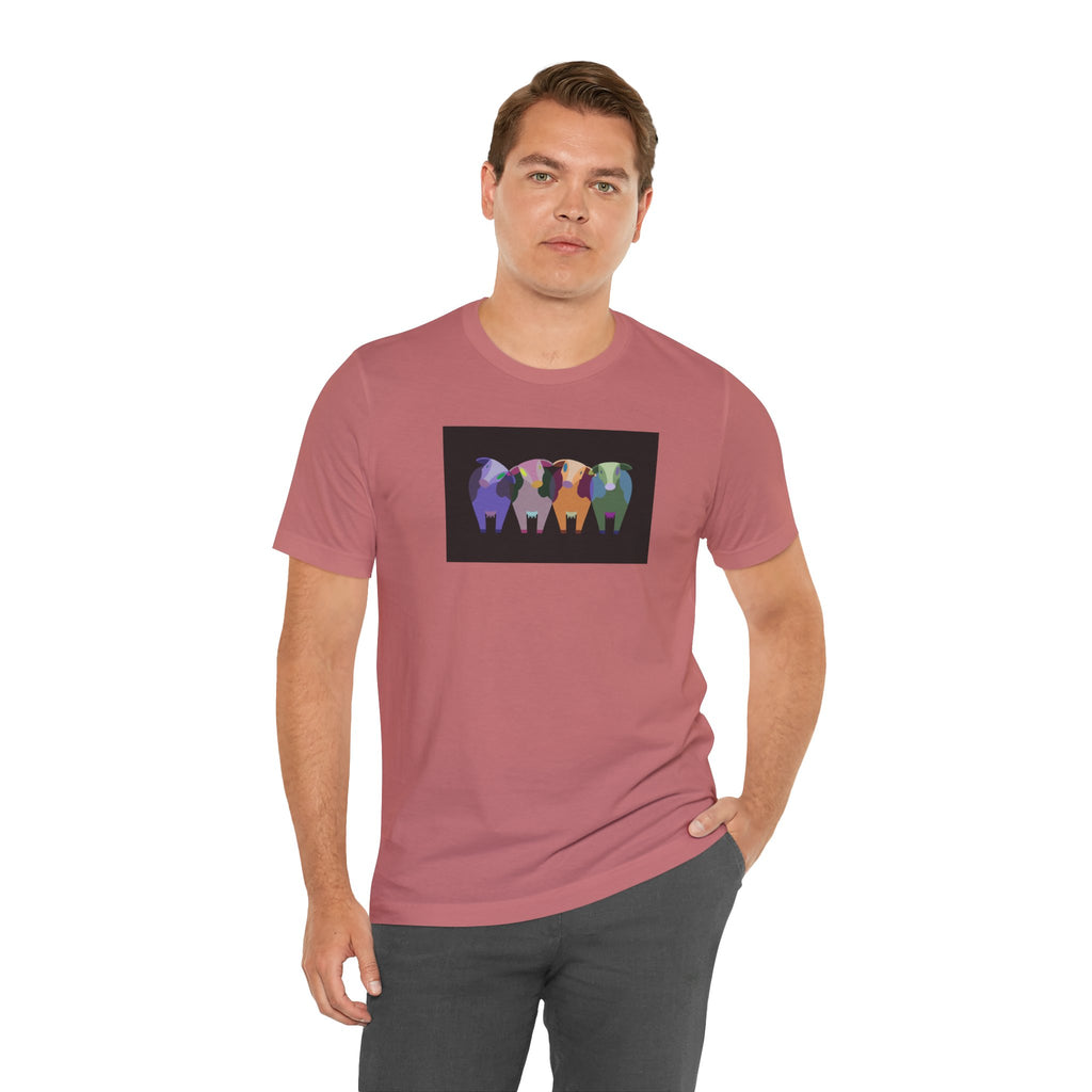 Colorful Buffalo Herd Tee — Geometric Bison Art T-Shirt
