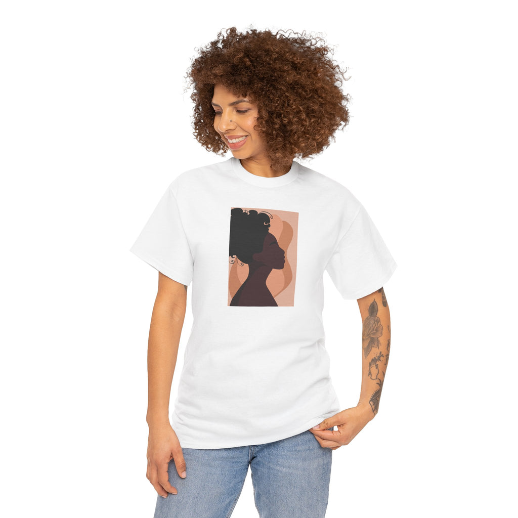 Women’s Silhouette Tee - Minimalist Afro Portrait Graphic Shirt