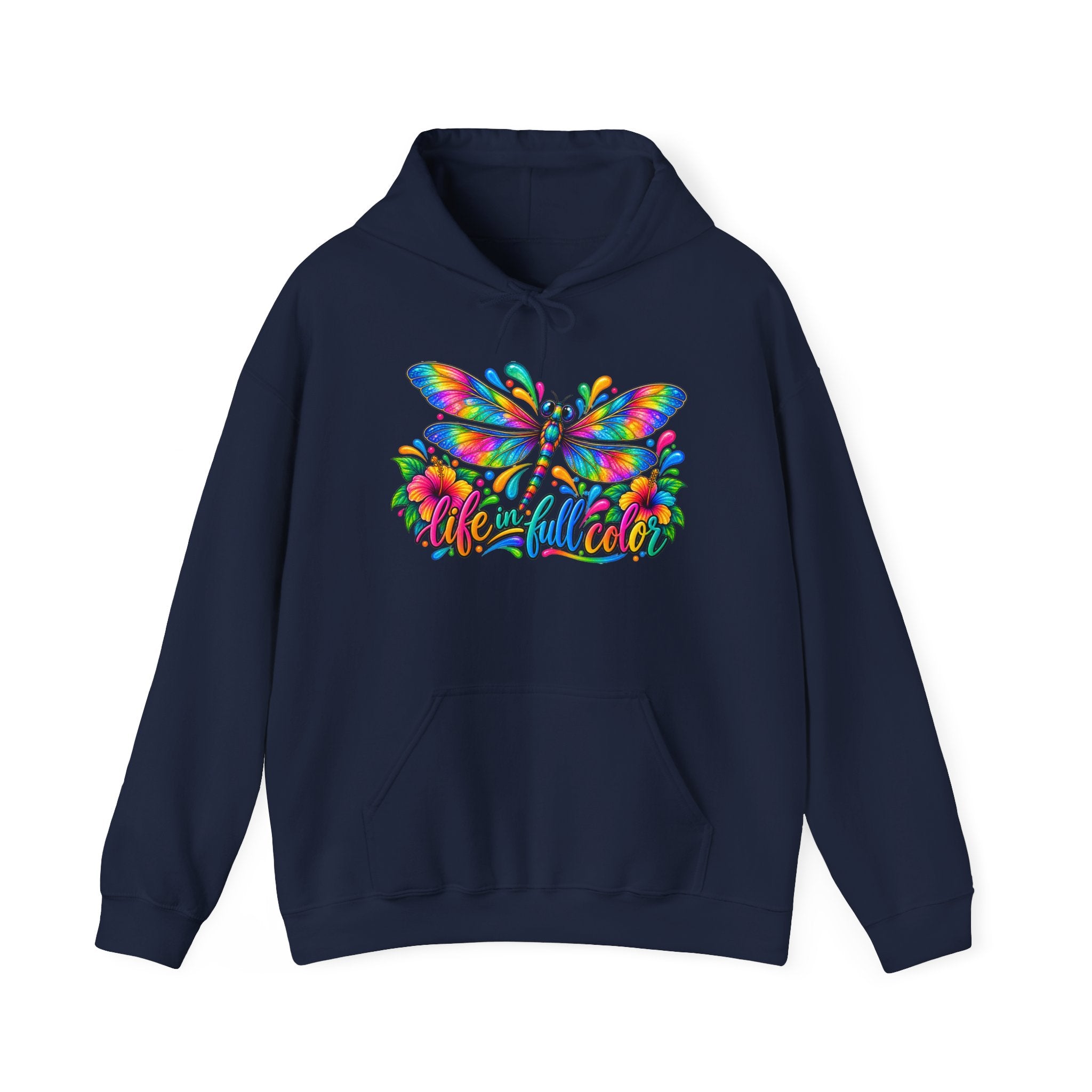 Hoodie — Colorful Rainbow Dragonfly "Colorful" Graphic Pullover