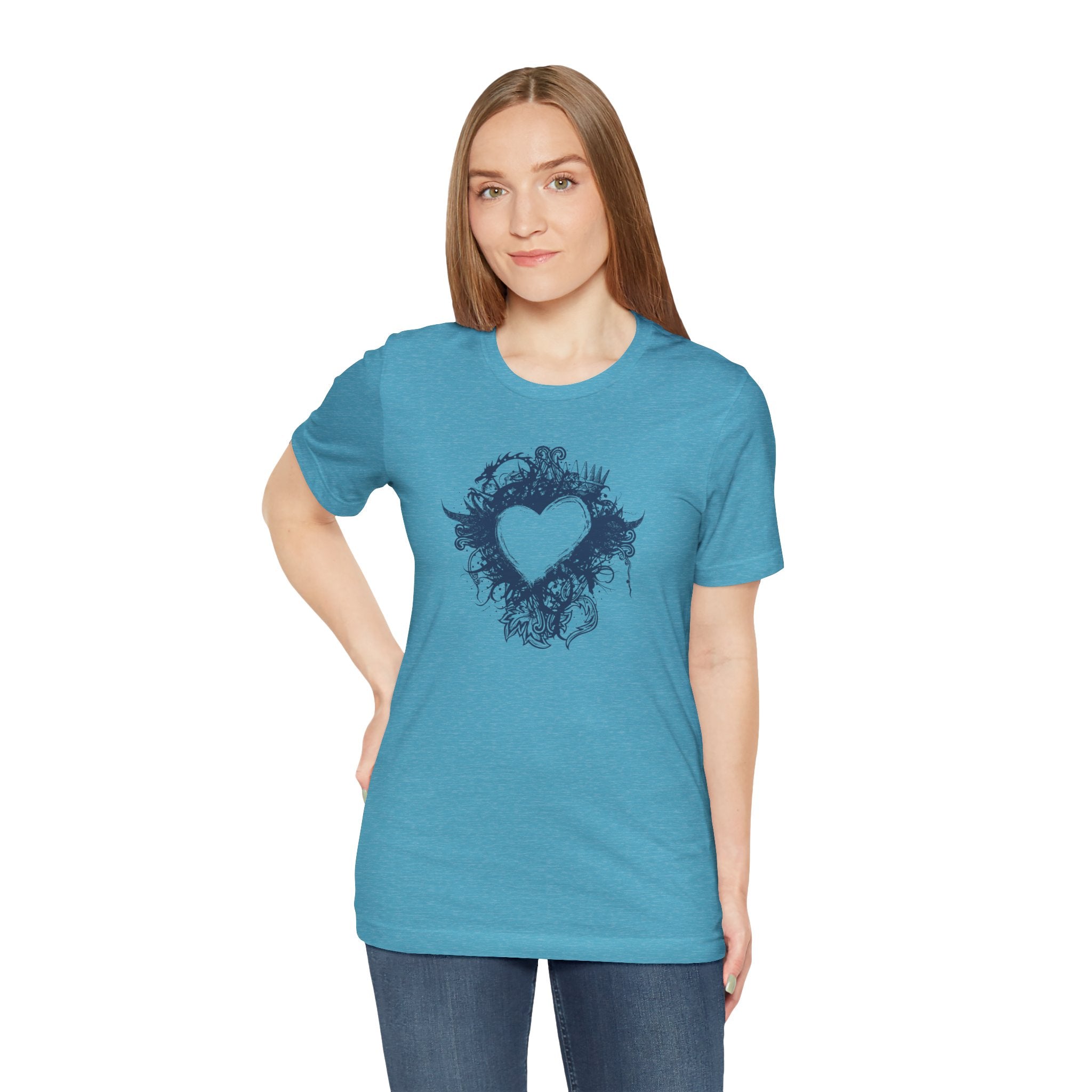 Heart Doodle T-Shirt — Hand-Drawn Floral Heart Tee (Valentine’s Gift)
