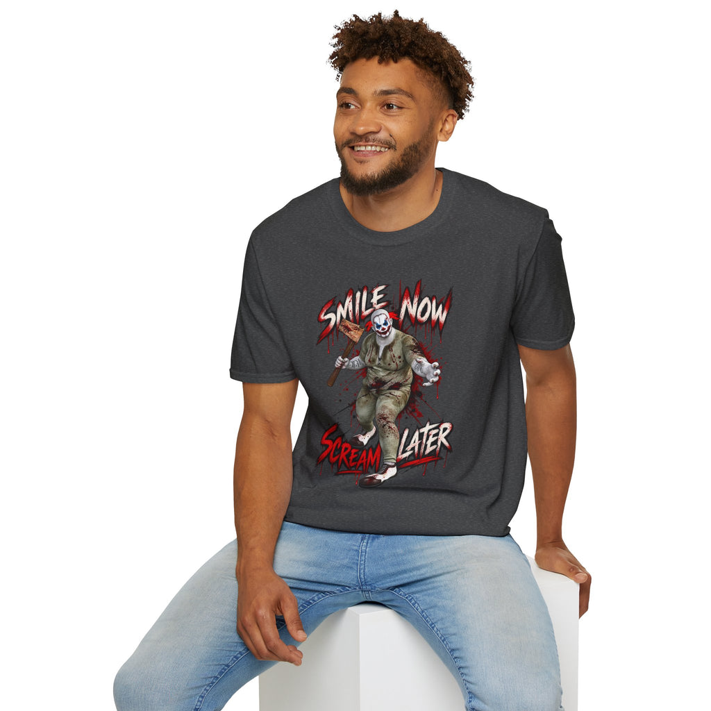 Smiles Now Scream Later T-Shirt — Creepy Clown Horror Graphic Tee